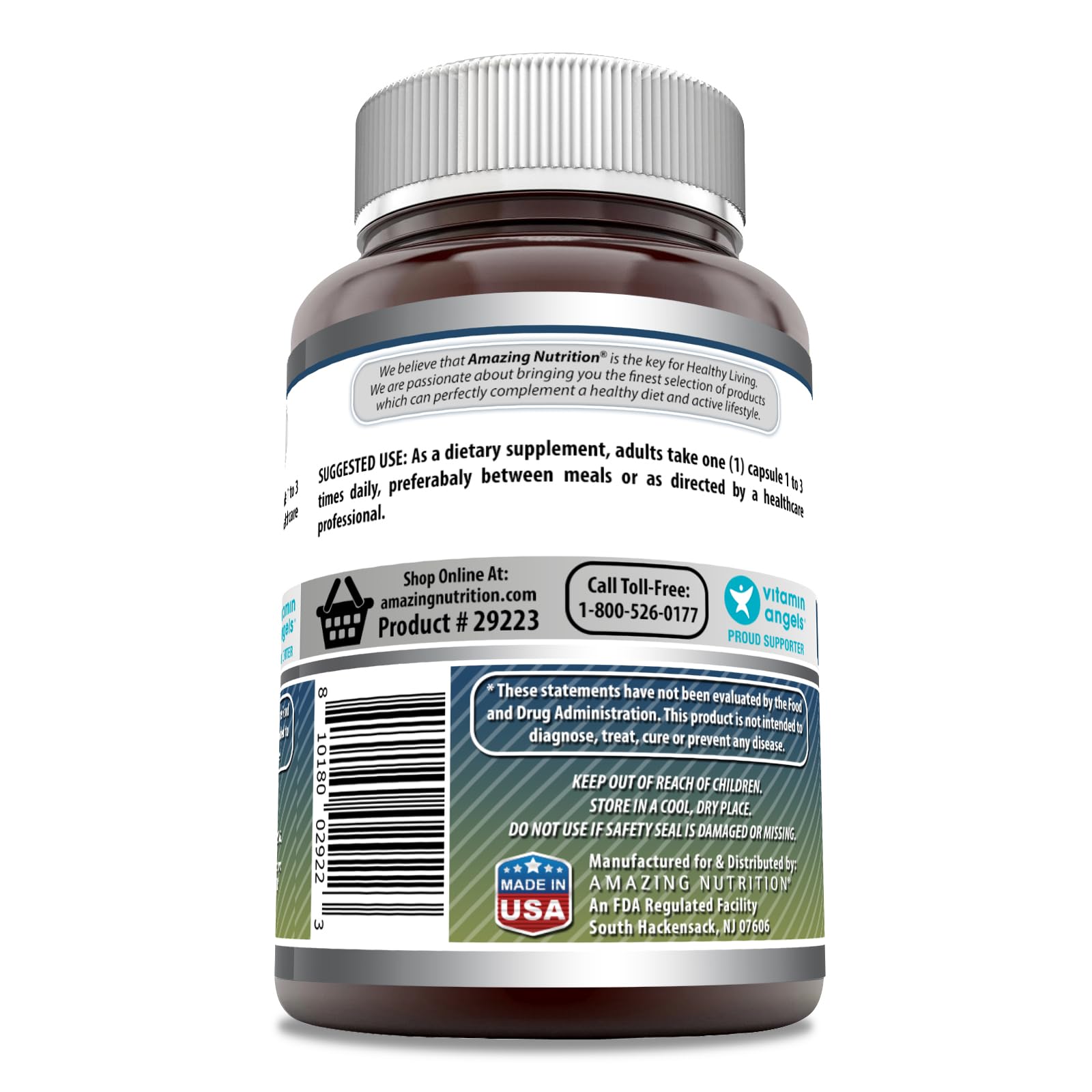 Capsules L-Glutamine d'Amazing Formulas, ingestion aisée et dosage précis.