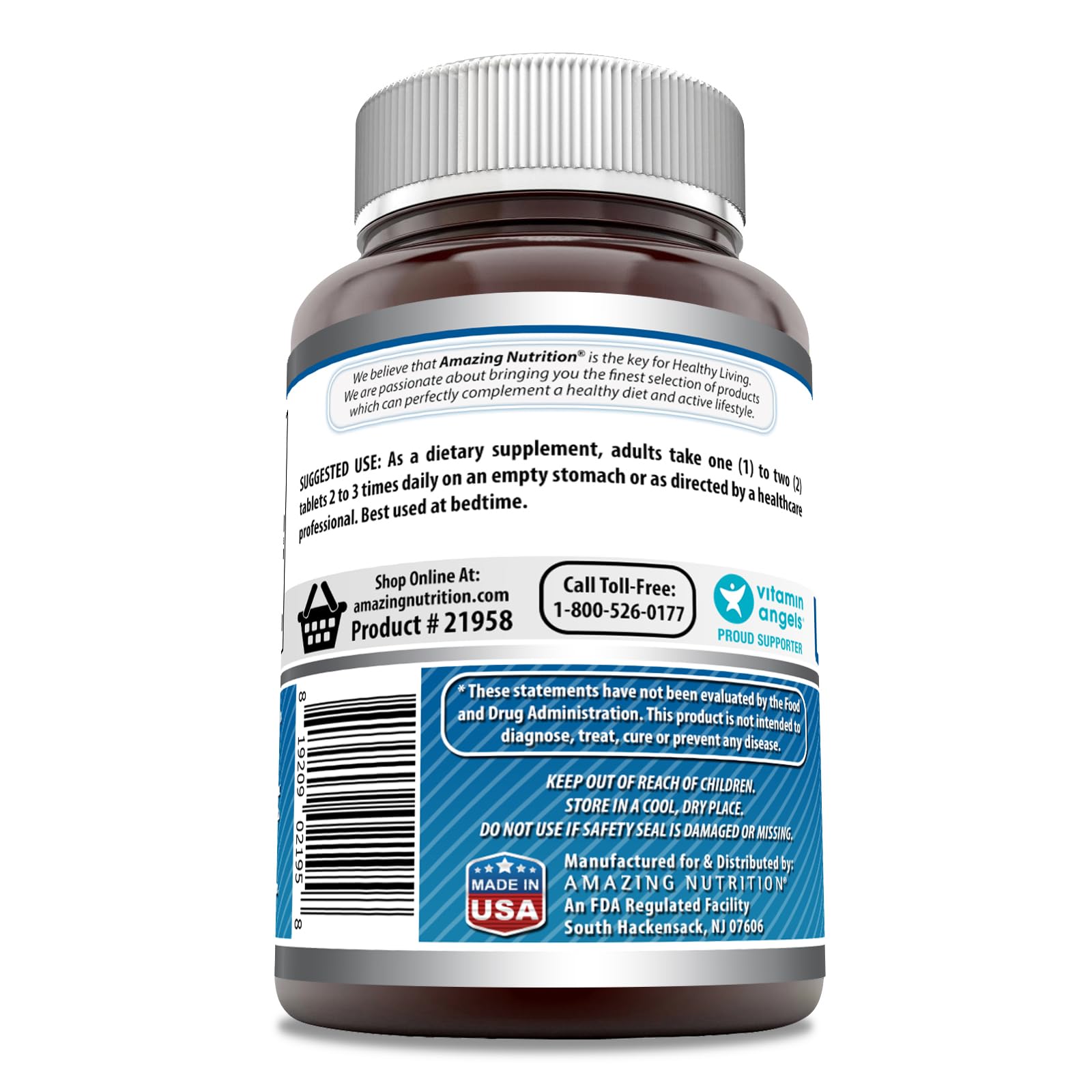 Boîte Amazing Formulas L-Tryptophane – produit sans gluten et non-OGM.