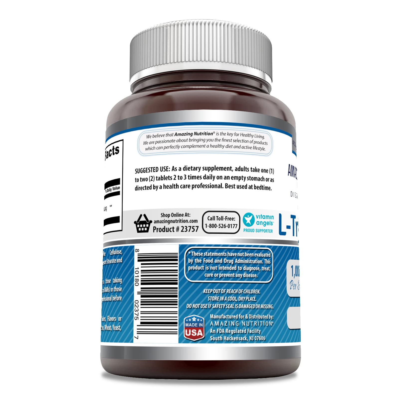 Tablettes Amazing Formulas L-Tryptophane 1000 mg: faciles à intégrer au quotidien.