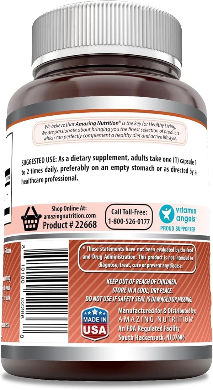 Étiquette Amazing Formulas L-Lysine 500 mg sans gluten et non-OGM.