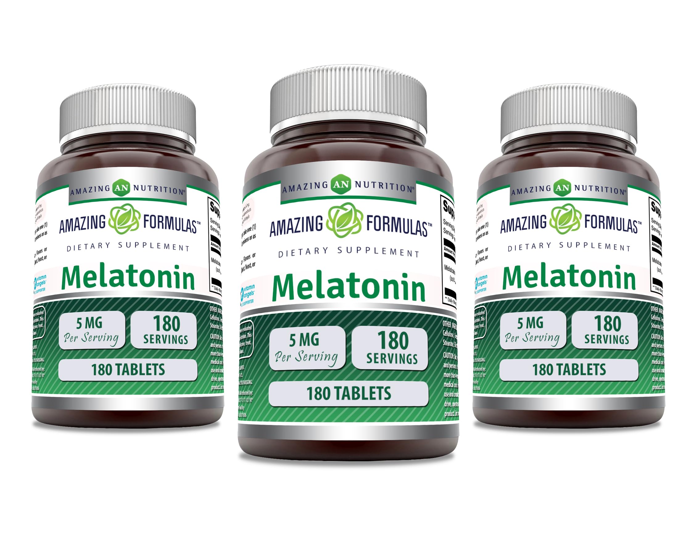 Amazing Formulas Mélatonine 5 mg – emballage indiquant la posologie et l’usage nocturne