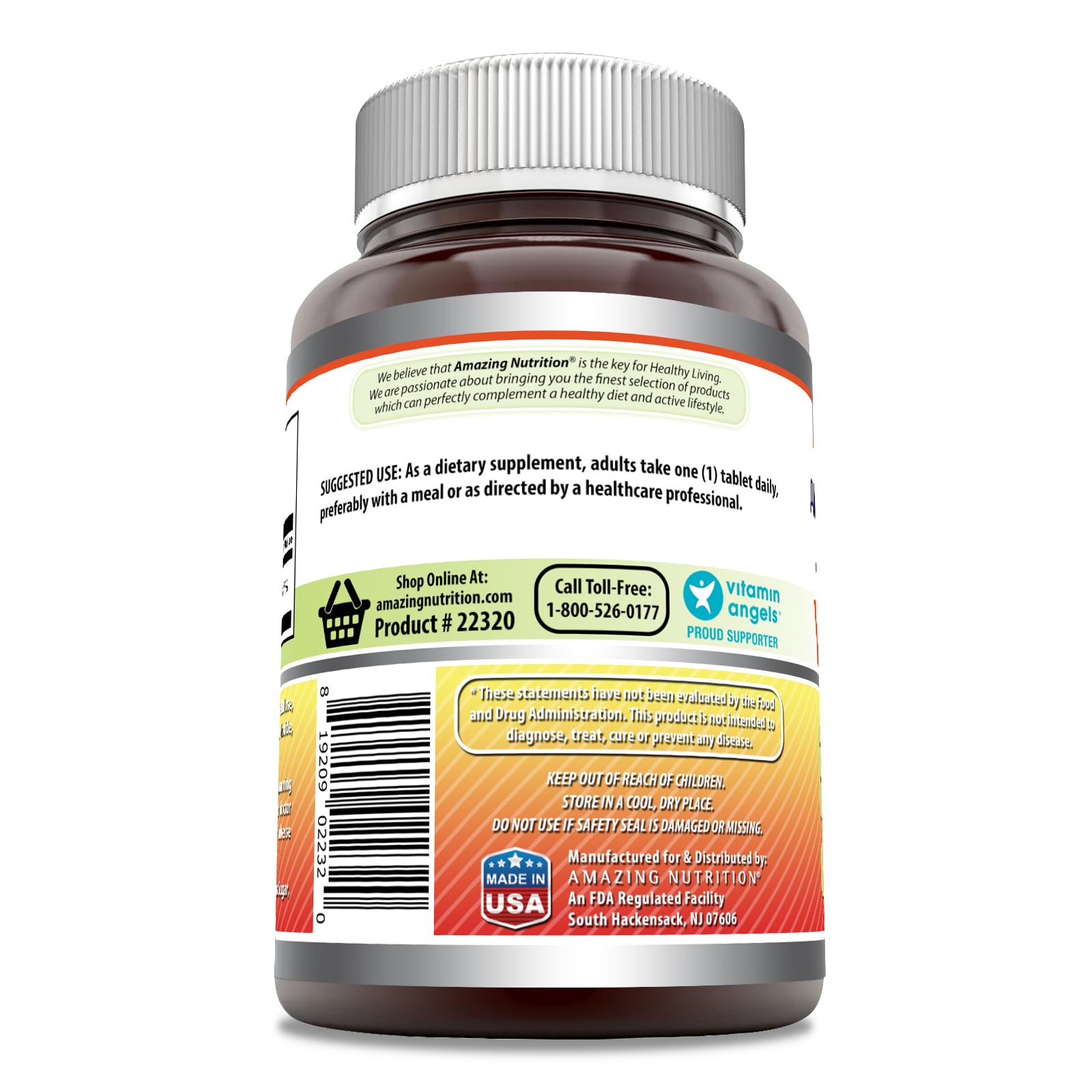 Étiquette sans gluten sur l'emballage Amazing Formulas Vitamine C 1000 mg.