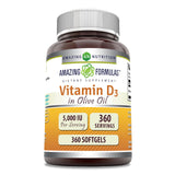 Bouteille Amazing Formulas Vitamine D3 dans huile d'olive, usage quotidien pratique.