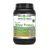 Amazing Formulas protéine whey nourri à l'herbe – bouteille et texture prête au mélange