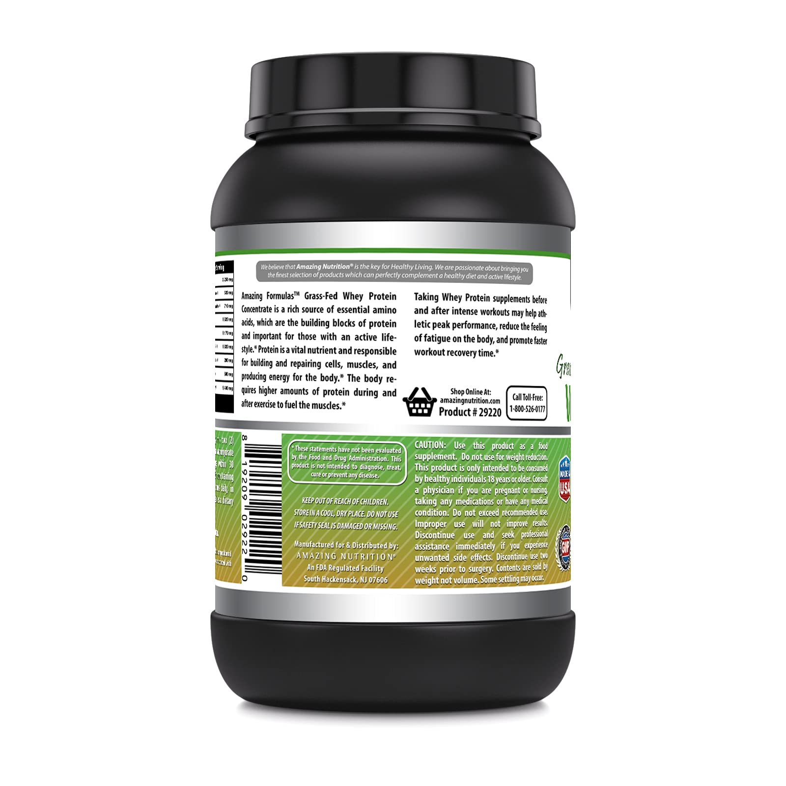 Amazing Formulas protéine whey nourri à l'herbe – étiquette nutrition claire