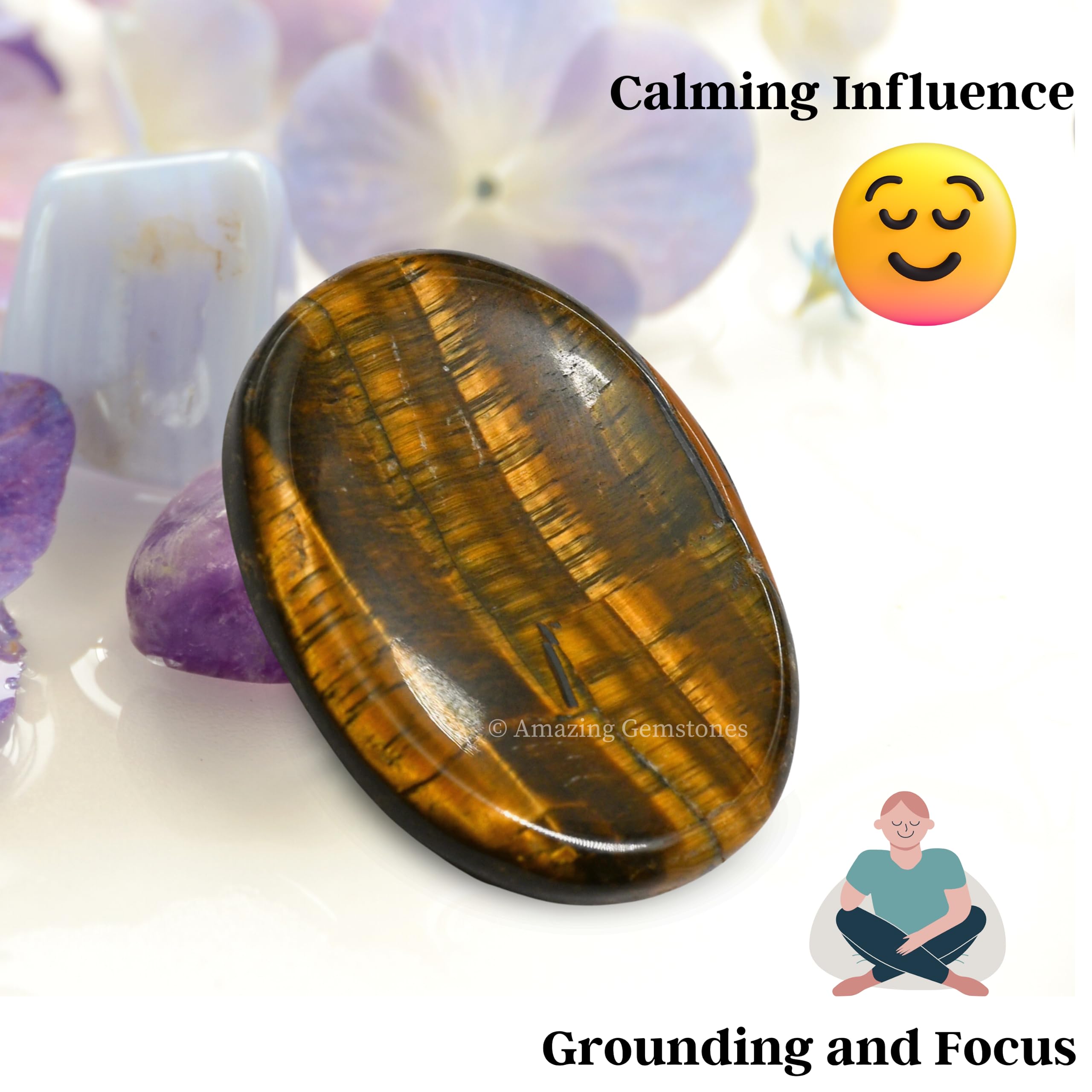 Amazing Gemstone accessoire méditation quotidienne œil-de-tigre en main.