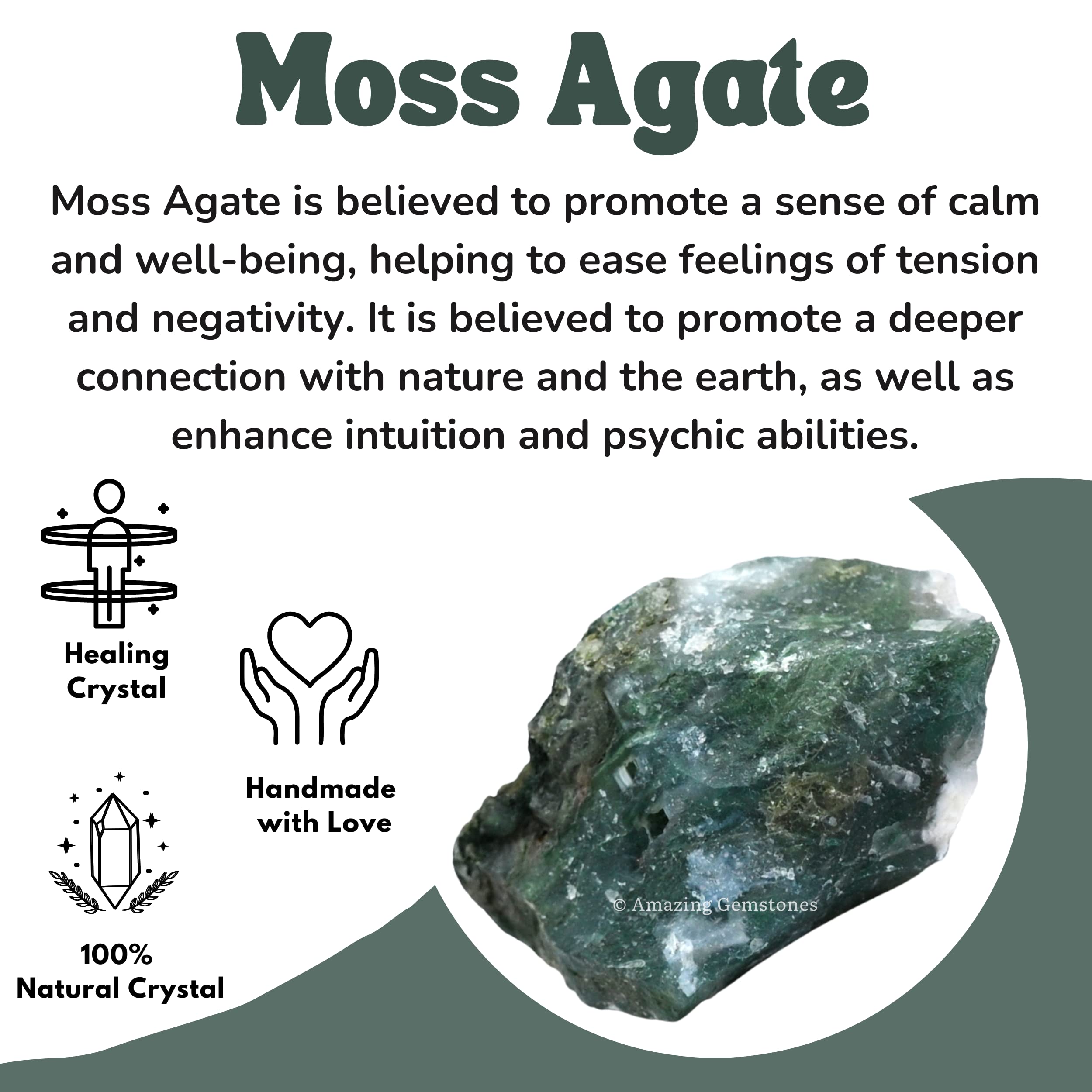 Amazing Gemstone agate mousse brute : livraison soignée avec certificat d'authenticité