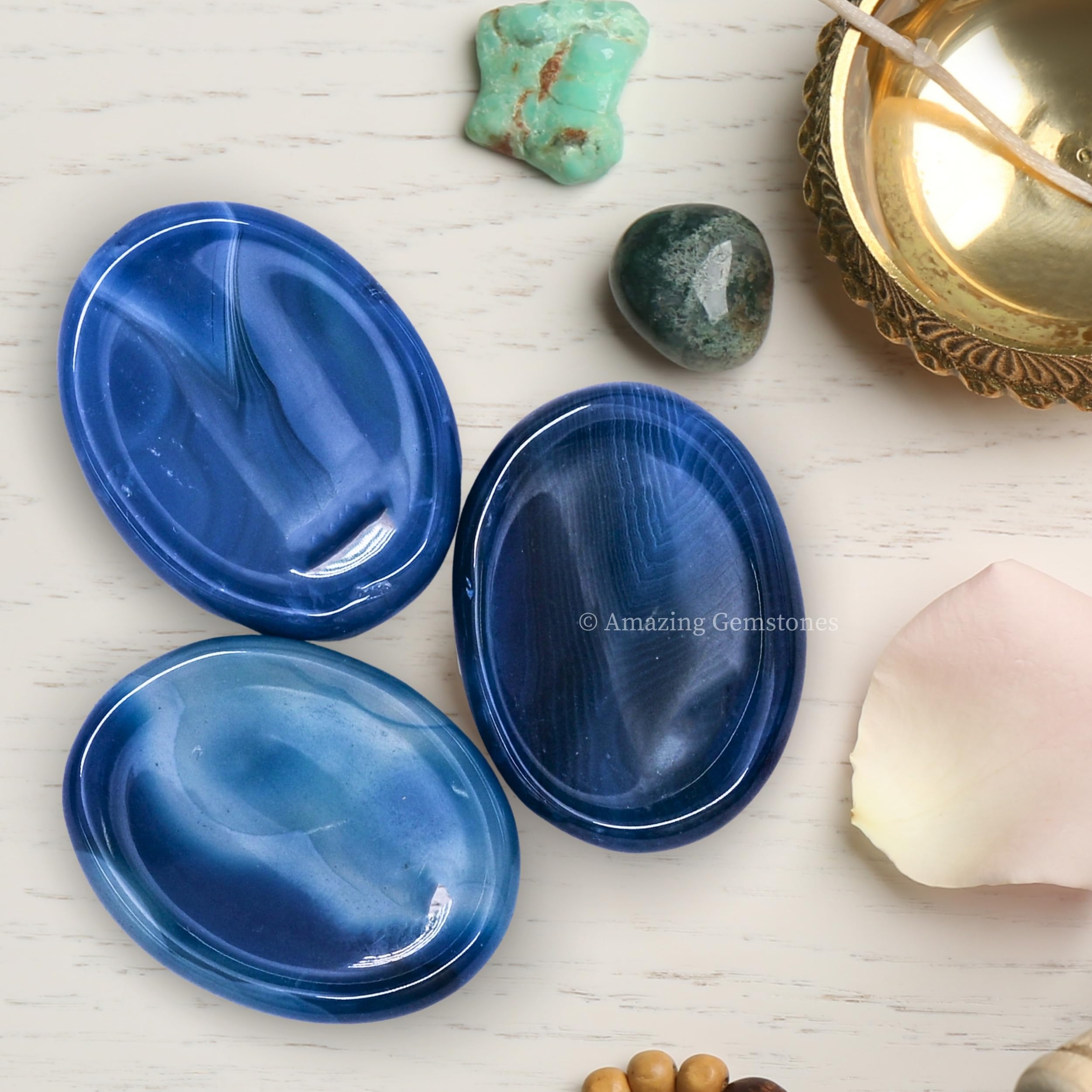 Amazing Gemstone Alma Blue Agate, cadeau d'anniversaire pour elle ou lui et bien-être potentiel.