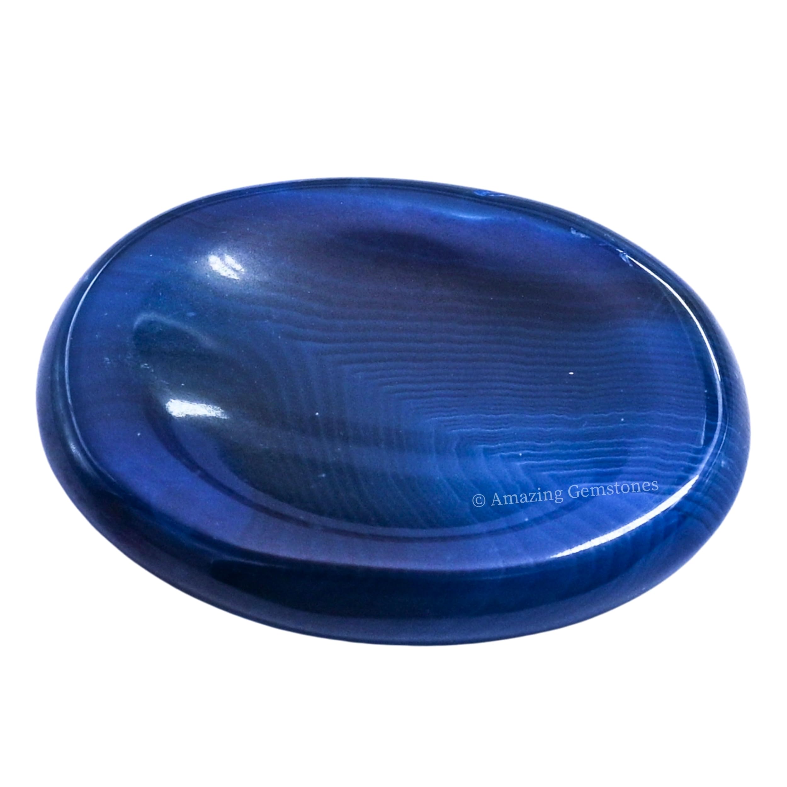 Amazing Gemstone Alma Blue Agate, main tenant la pierre anti-stress pour méditation et détente.