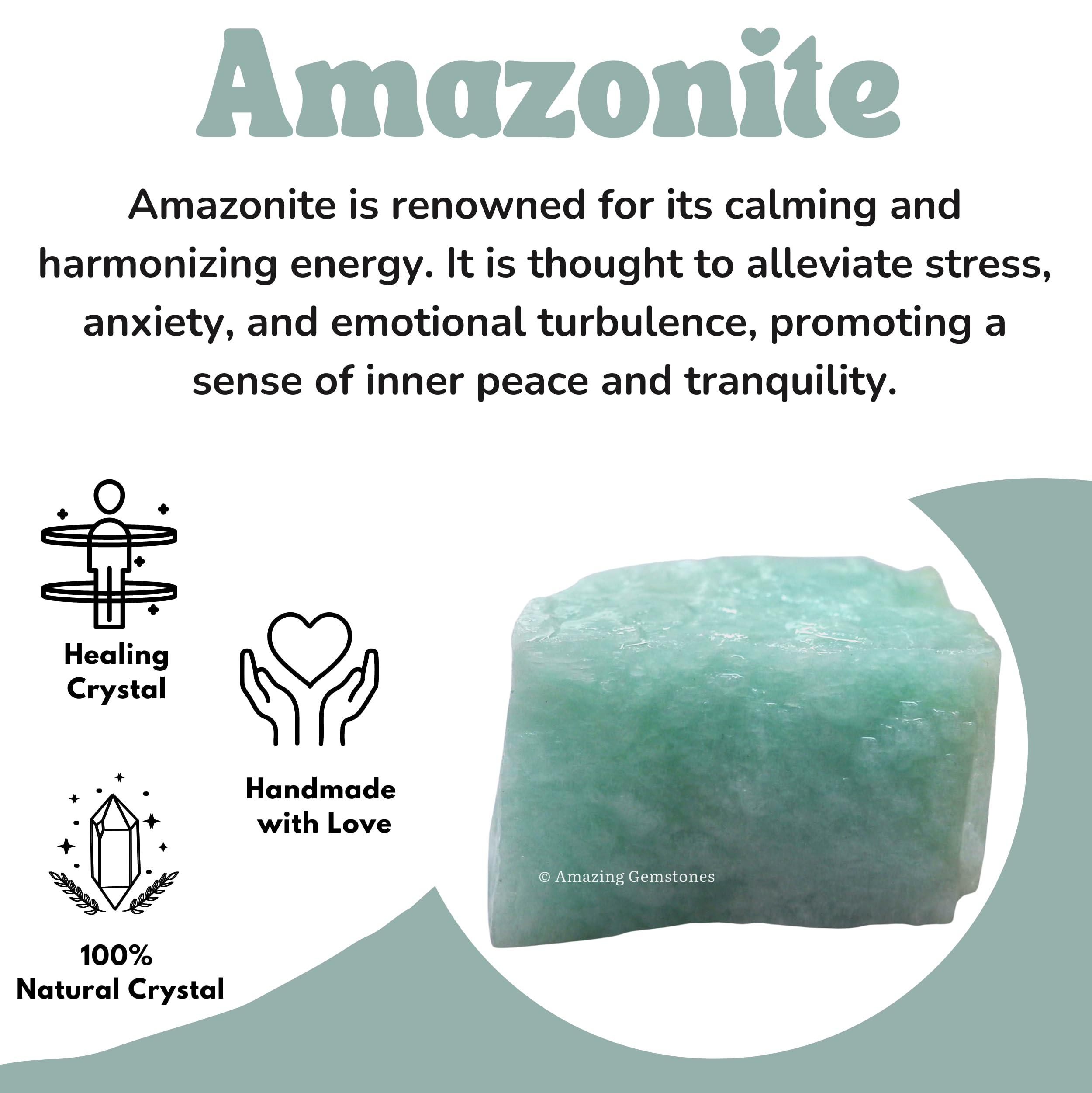 Détail texture d’Amazonite Amazing Gemstone, nuances vertes brillantes.