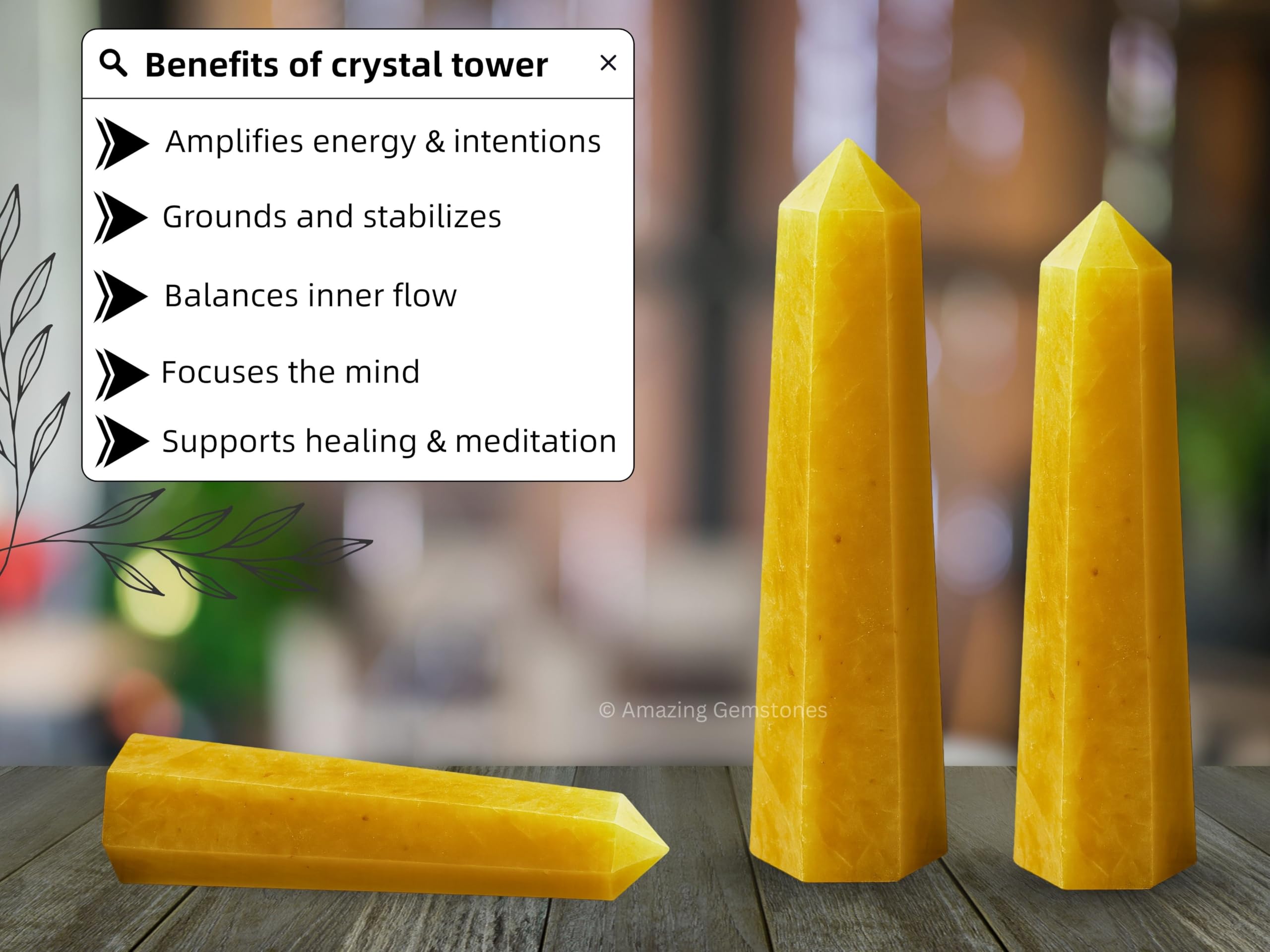 ambiance-purification cristal aventurine jaune d'Amazing Gemstone, dissipation des énergies négatives.