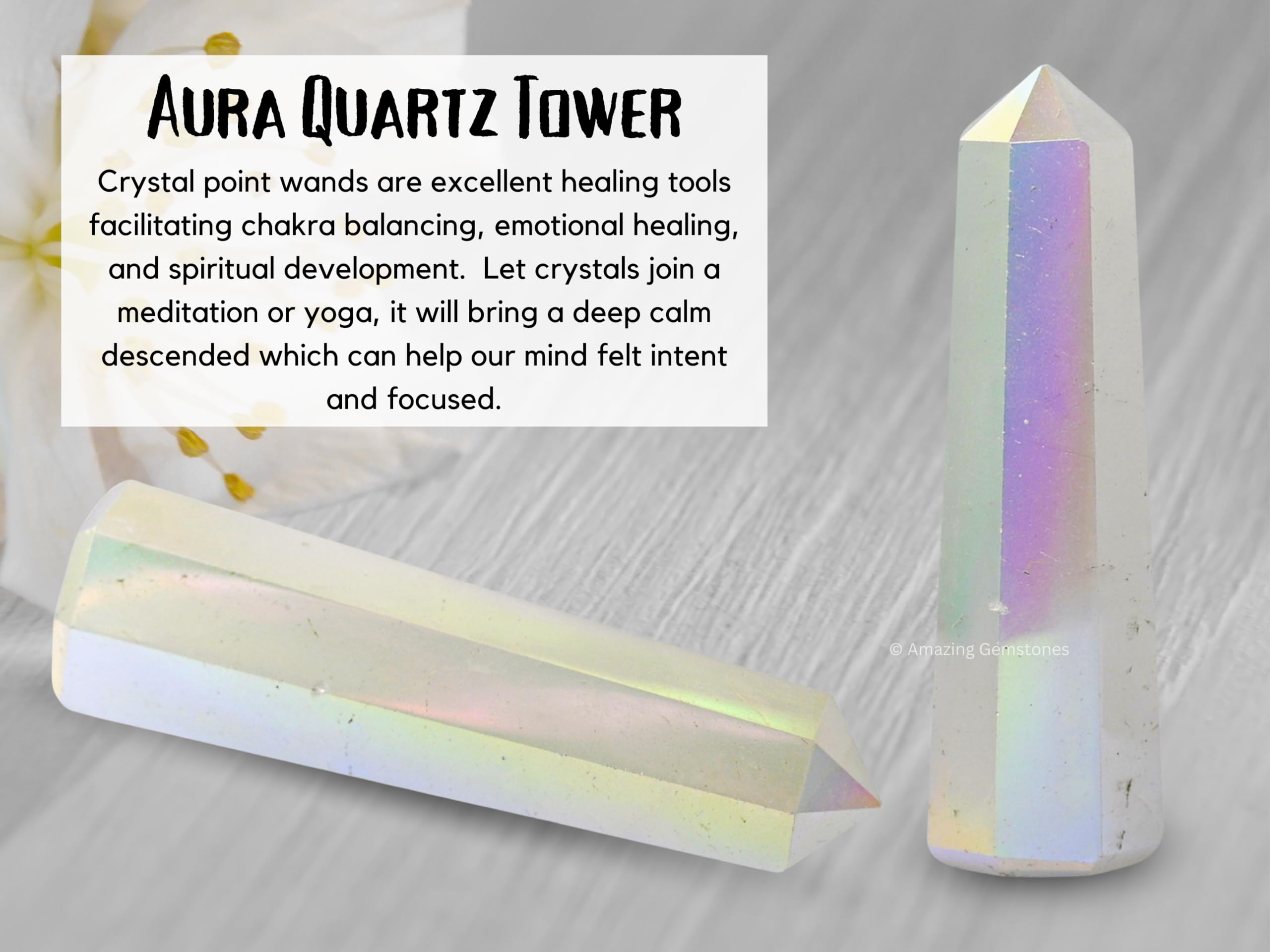 Amazing Gemstone Tour Angel Aura Rose Quartz, outil de méditation et centre de calme