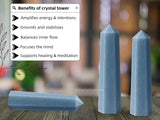 Amazing Gemstone Angelite Tower – purification d'énergie et protection dans des espaces stressants.