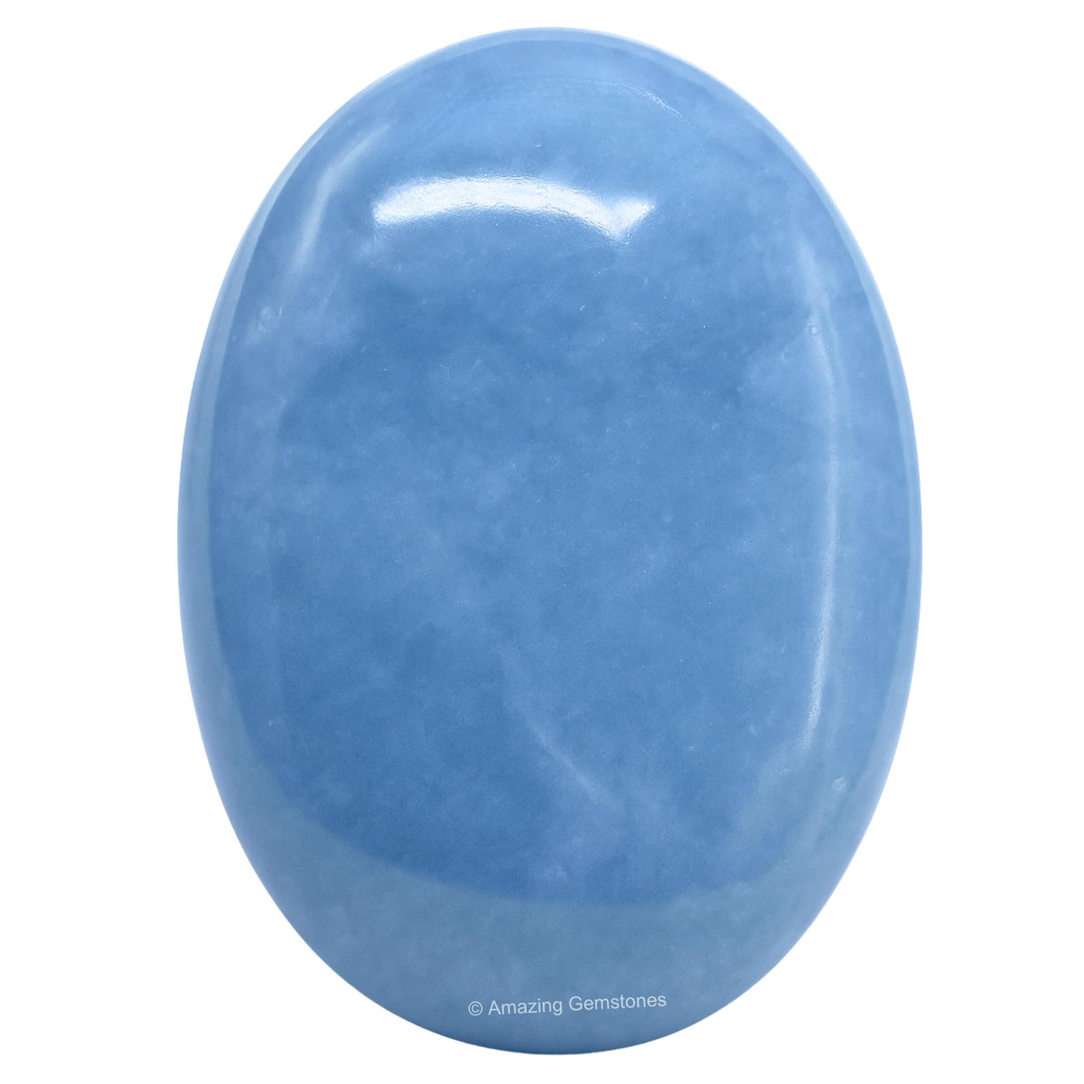 Angelite Amazing Gemstone, pierre de paume grande, idéale pour méditation et recentrage.