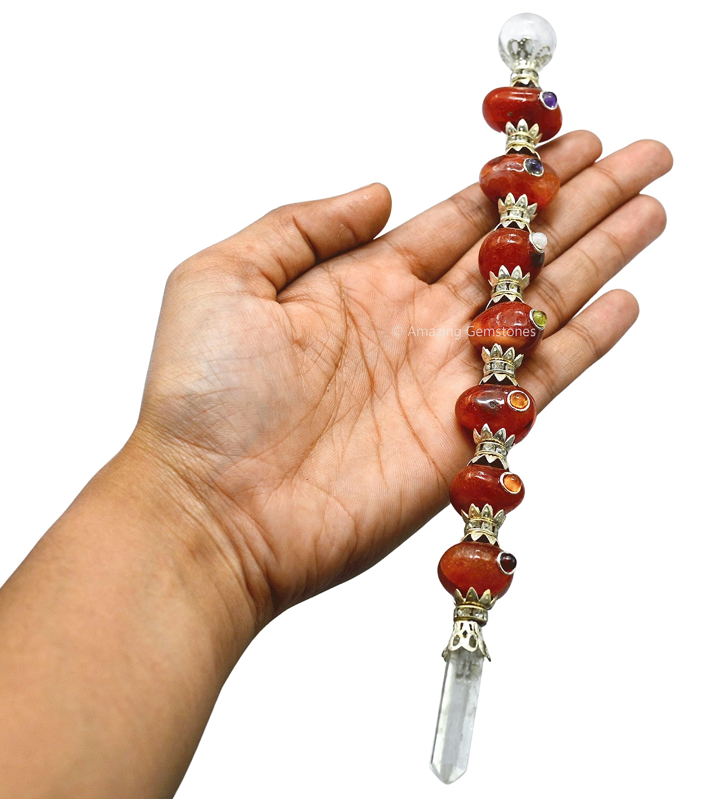 Amazing Gemstone bâton-rituels-wicca-carnelian, accompagne les rituels et la concentration spirituelle.