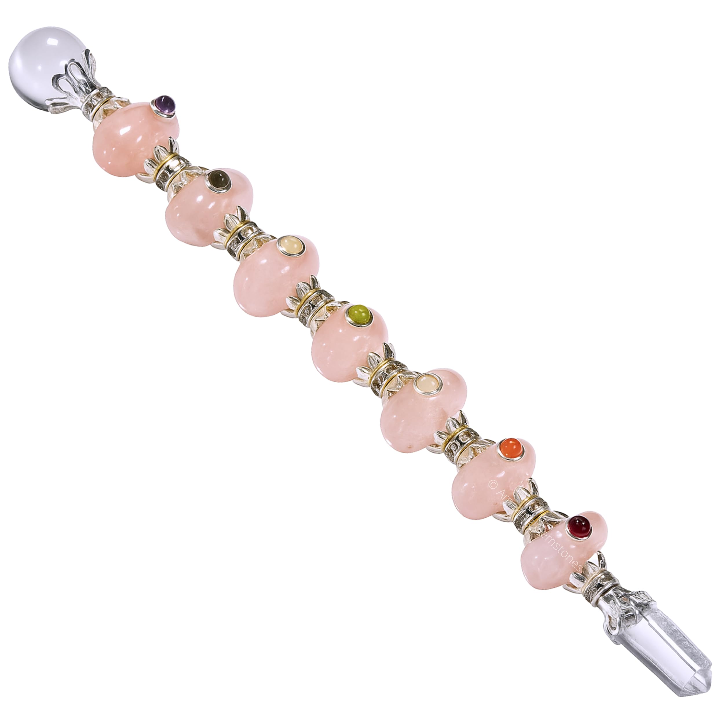 Bâton Amazing Gemstone en quartz rose pour méditation et l'équilibre des chakras.