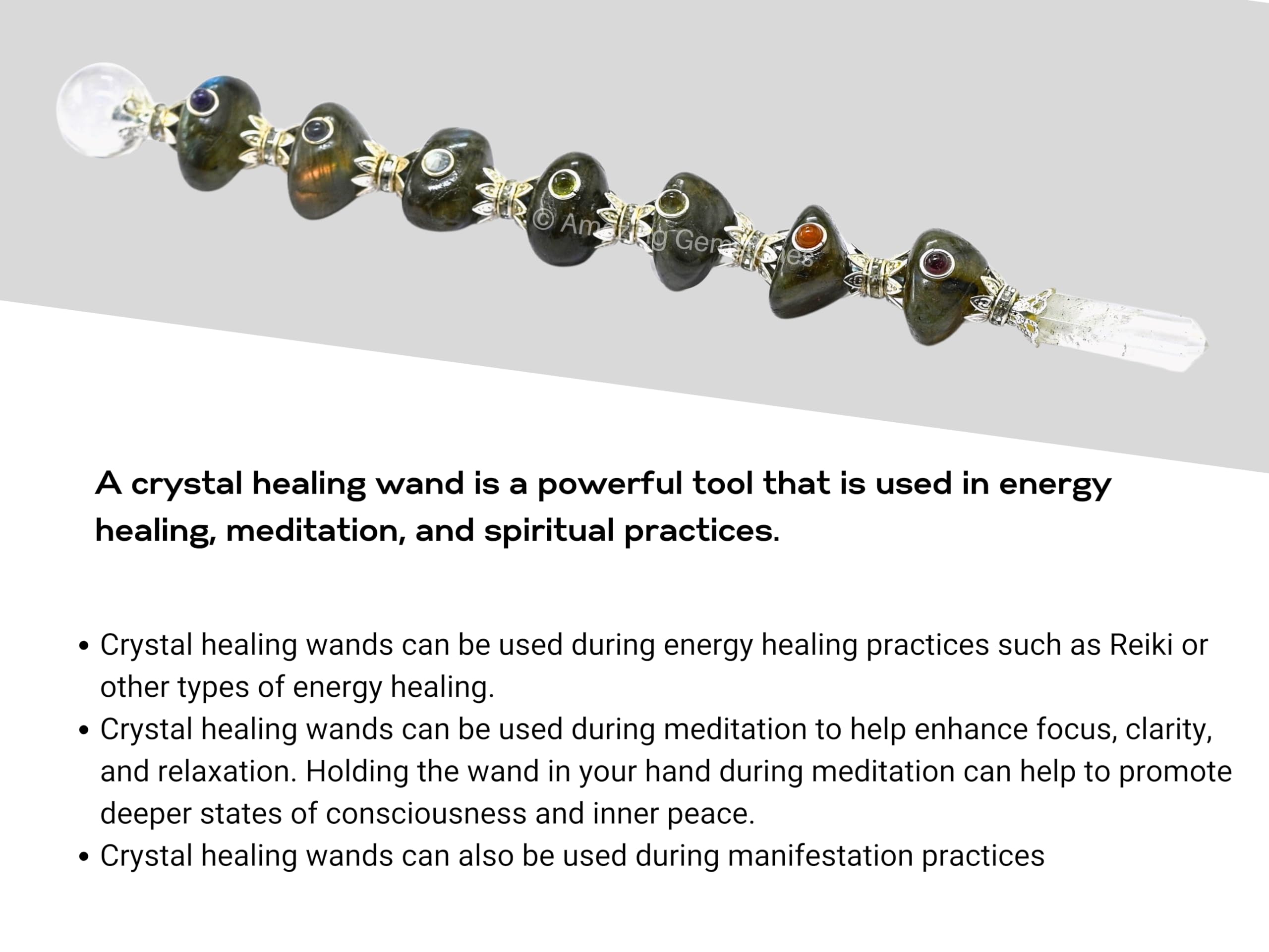 Amazing Gemstone Baton Soin Cristal — idéal pour les pratiques de guérison énergétique.