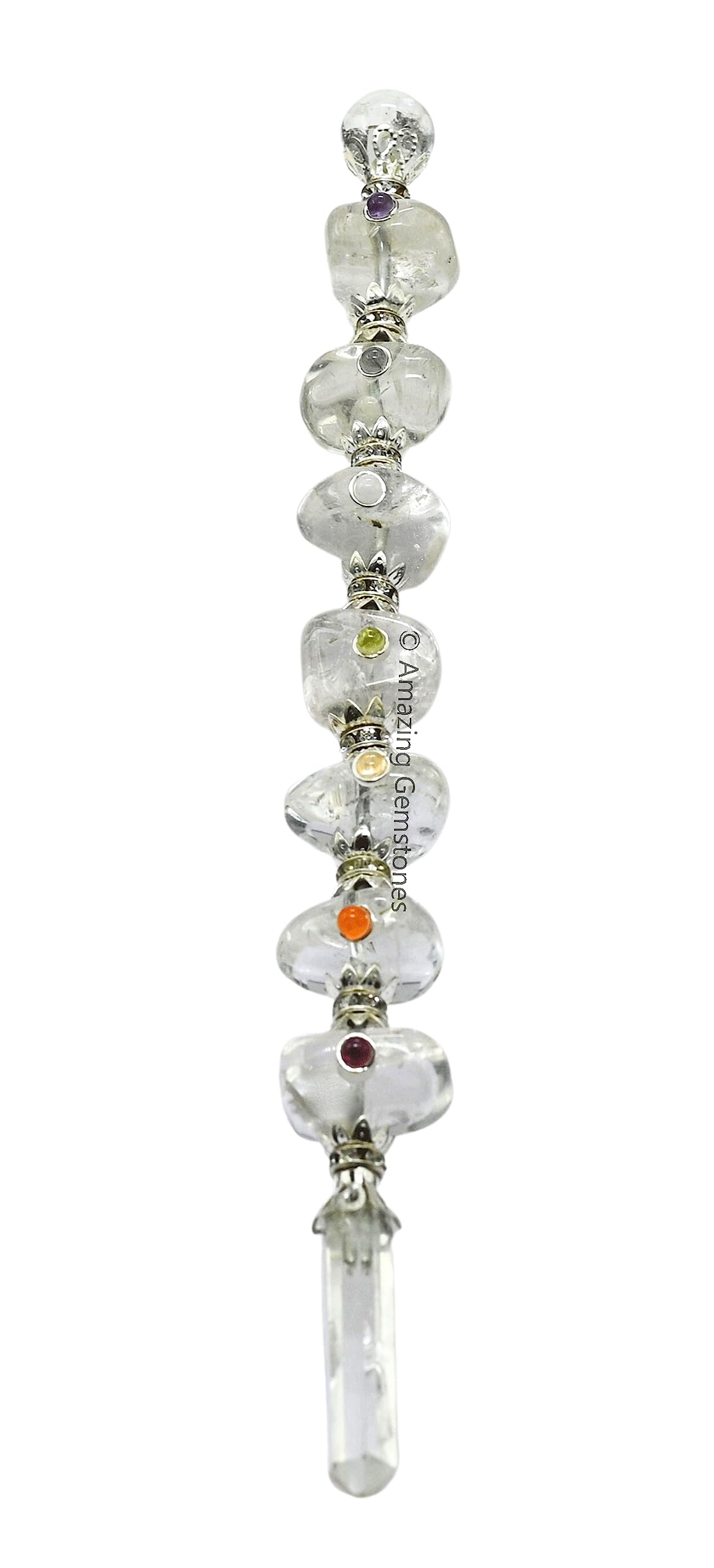 Amazing Gemstone bâton wicca quartz clair, soutien pour rituels et travail énergétique.