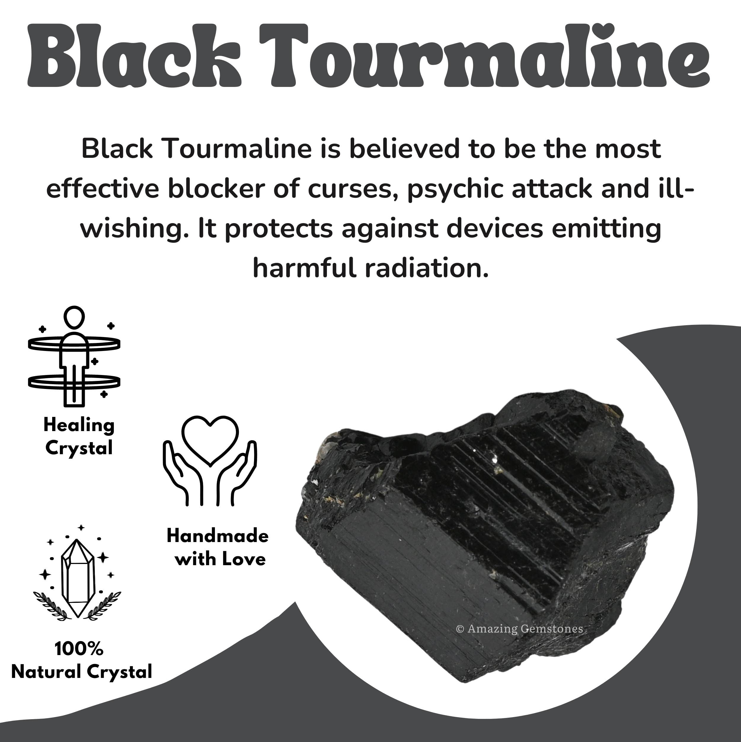 Amazing Gemstone certificat d authenticité avec tourmaline noire brute.