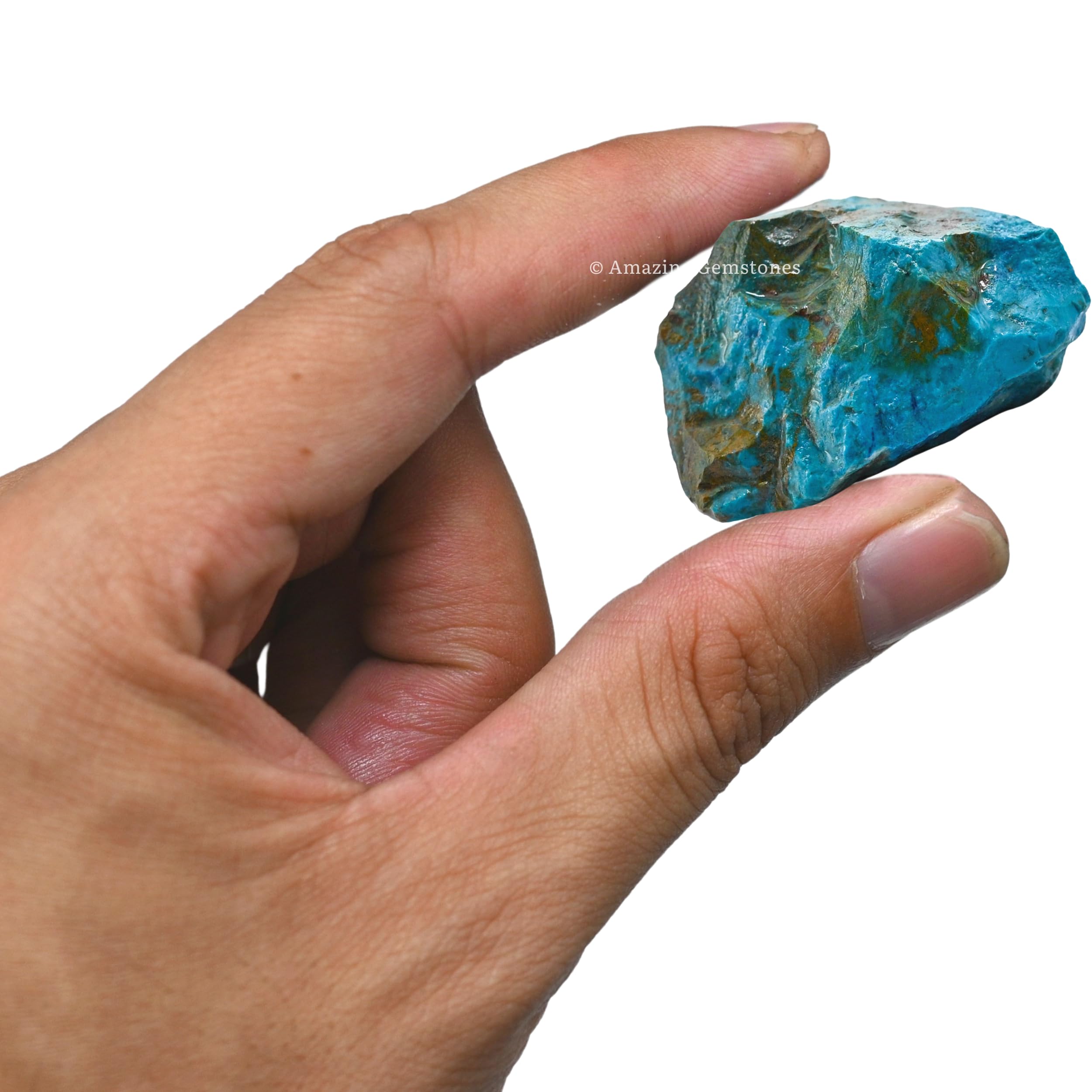 Détail de Chrysocolla brute – texture et couleur naturelles d’Amazing Gemstone.