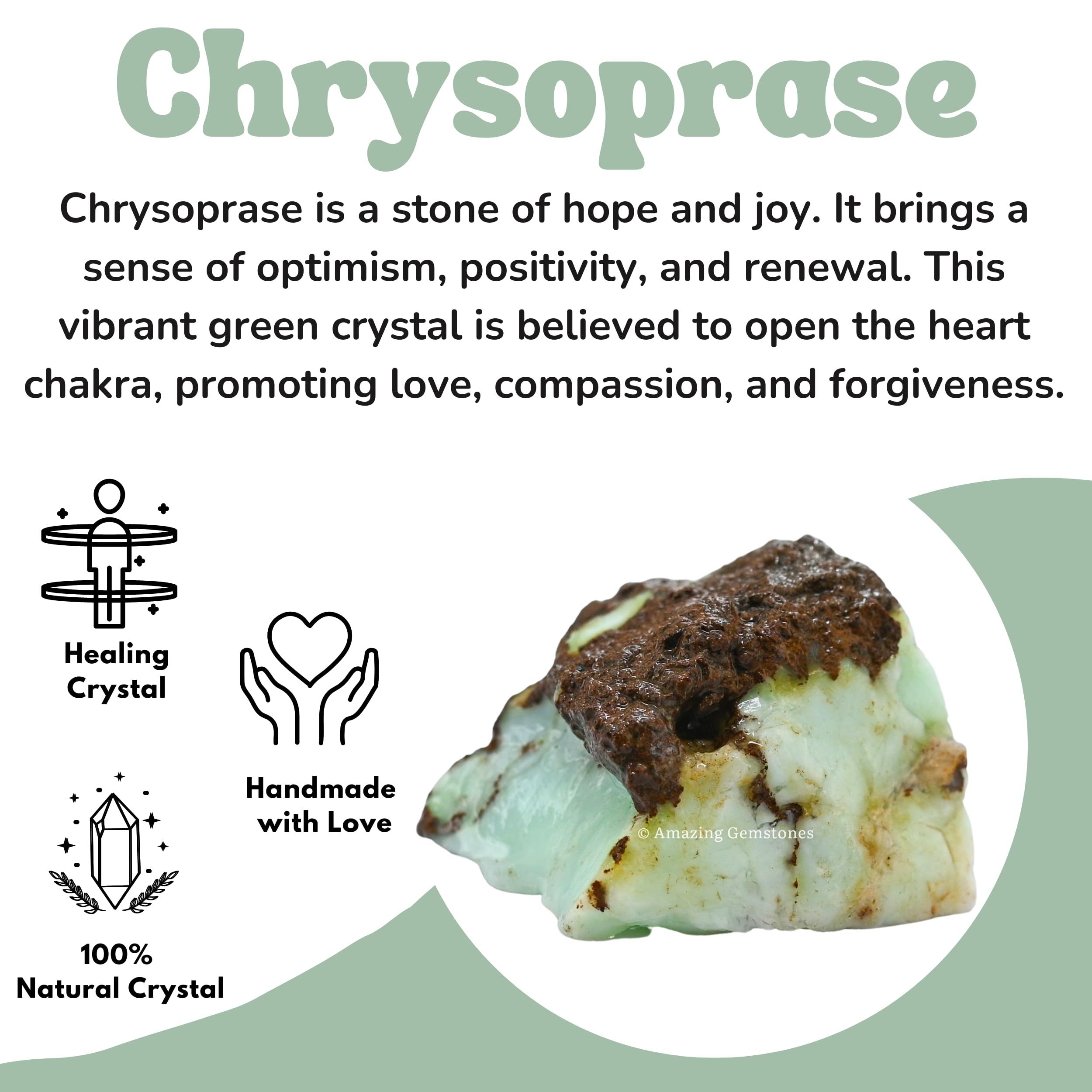Amazing Gemstone Chrysoprase — pierre brute parfaite pour projets artisanaux et bijoux