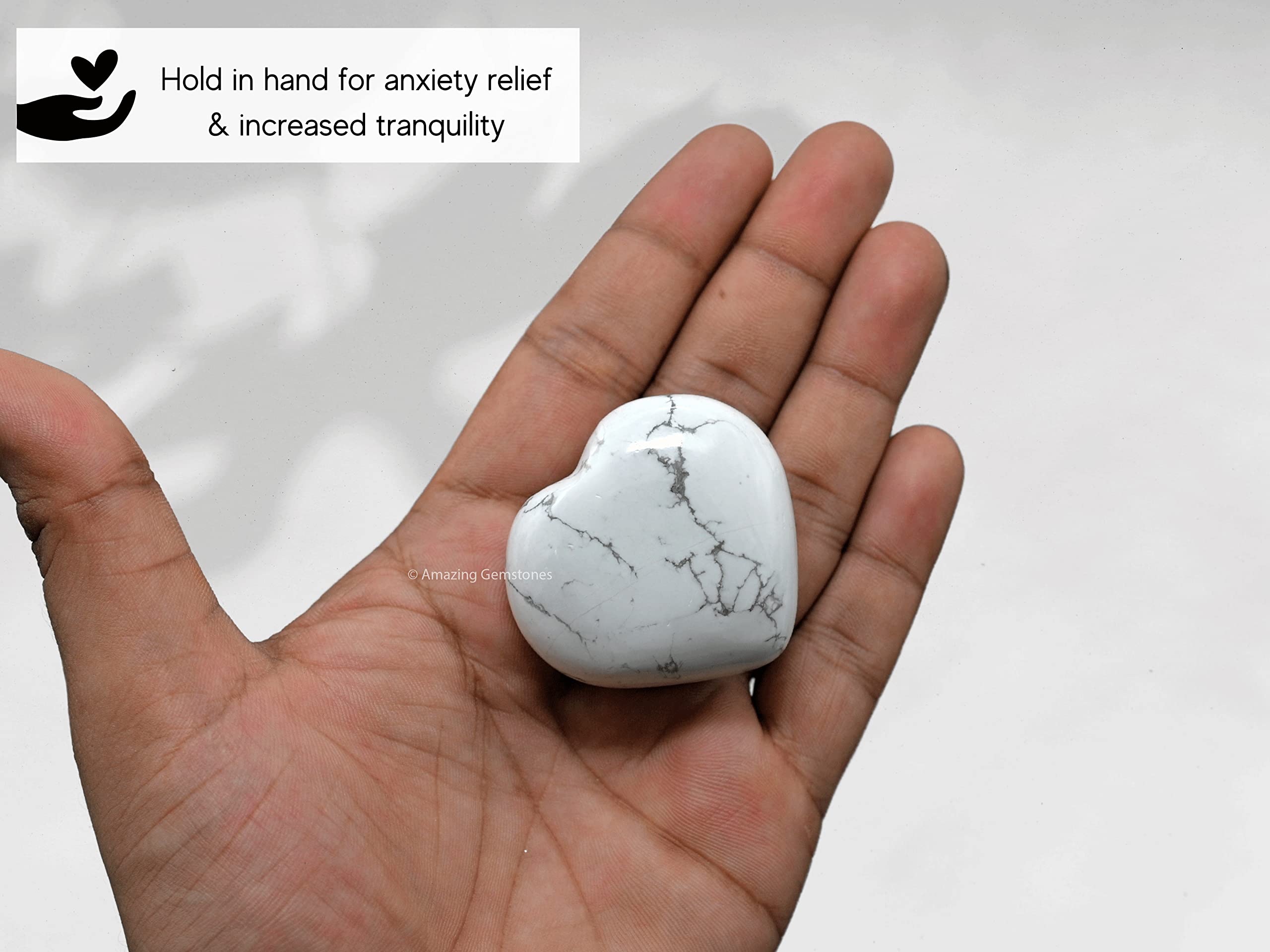 Amazing Gemstone cœur howlite – outil Reiki et méditation apaisante.