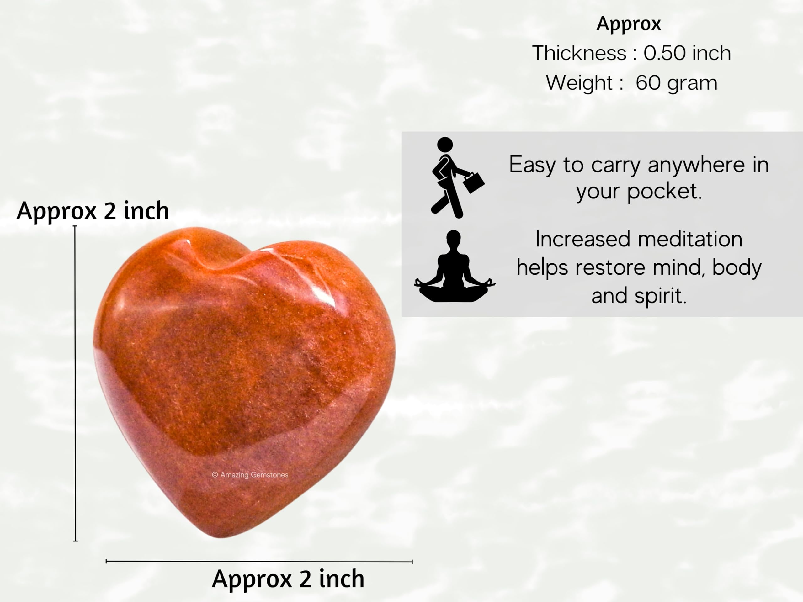 Amazing Gemstone – Coeur jaspe chocolat emballage velours cadeau