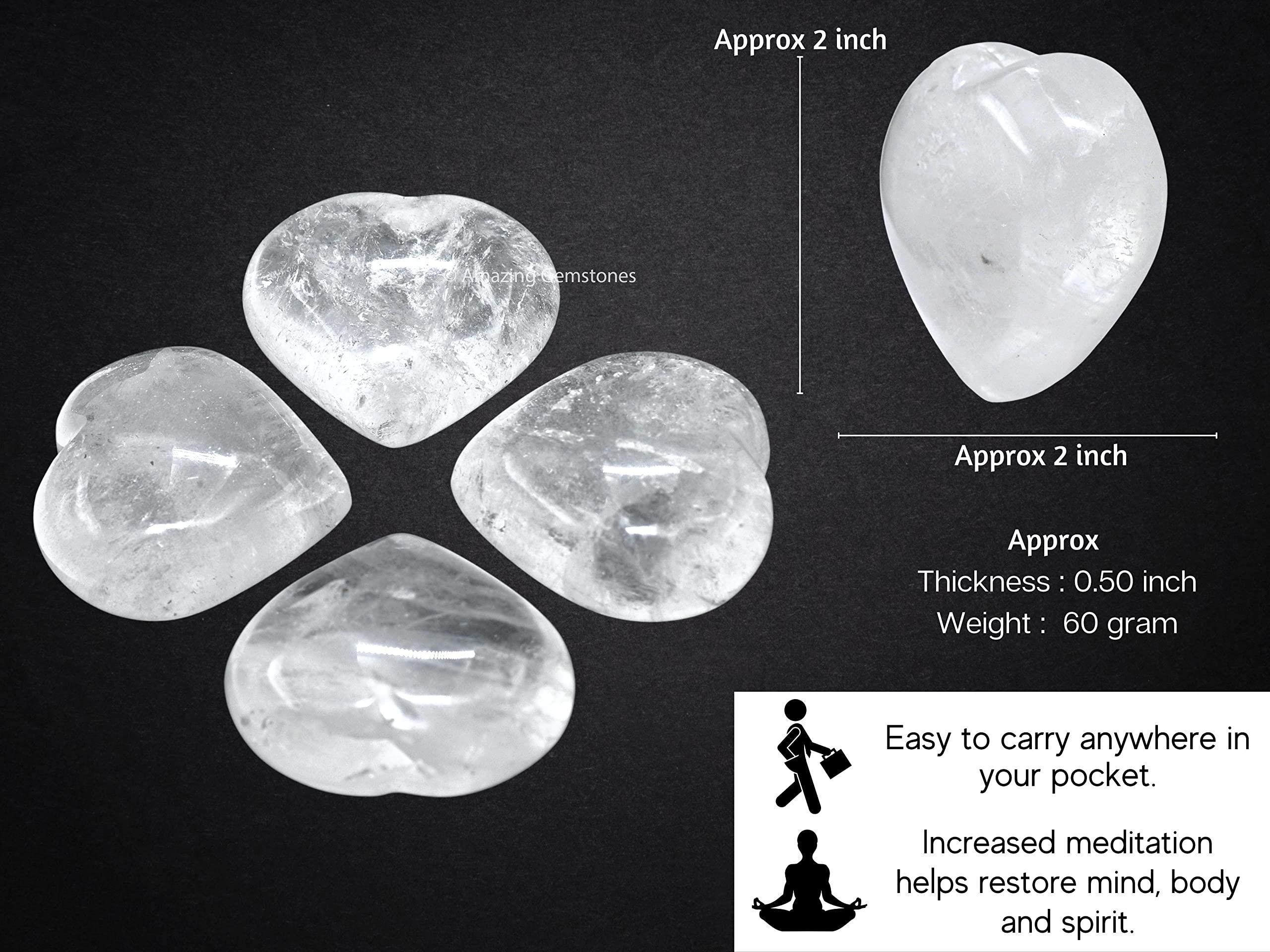 Amazing Gemstone Coeur quartz clair Reiki: soutien lors de pratiques énergétiques.