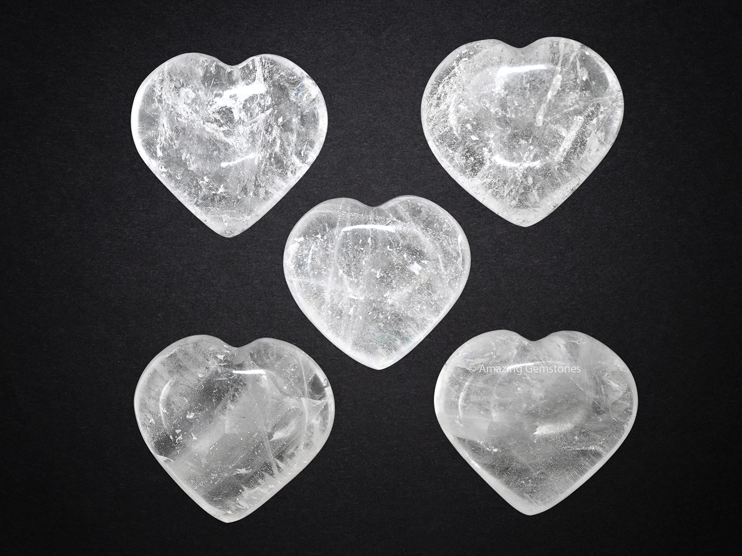 Amazing Gemstone Coeur quartz clair étui velours: cadeau élégant prêt à offrir.