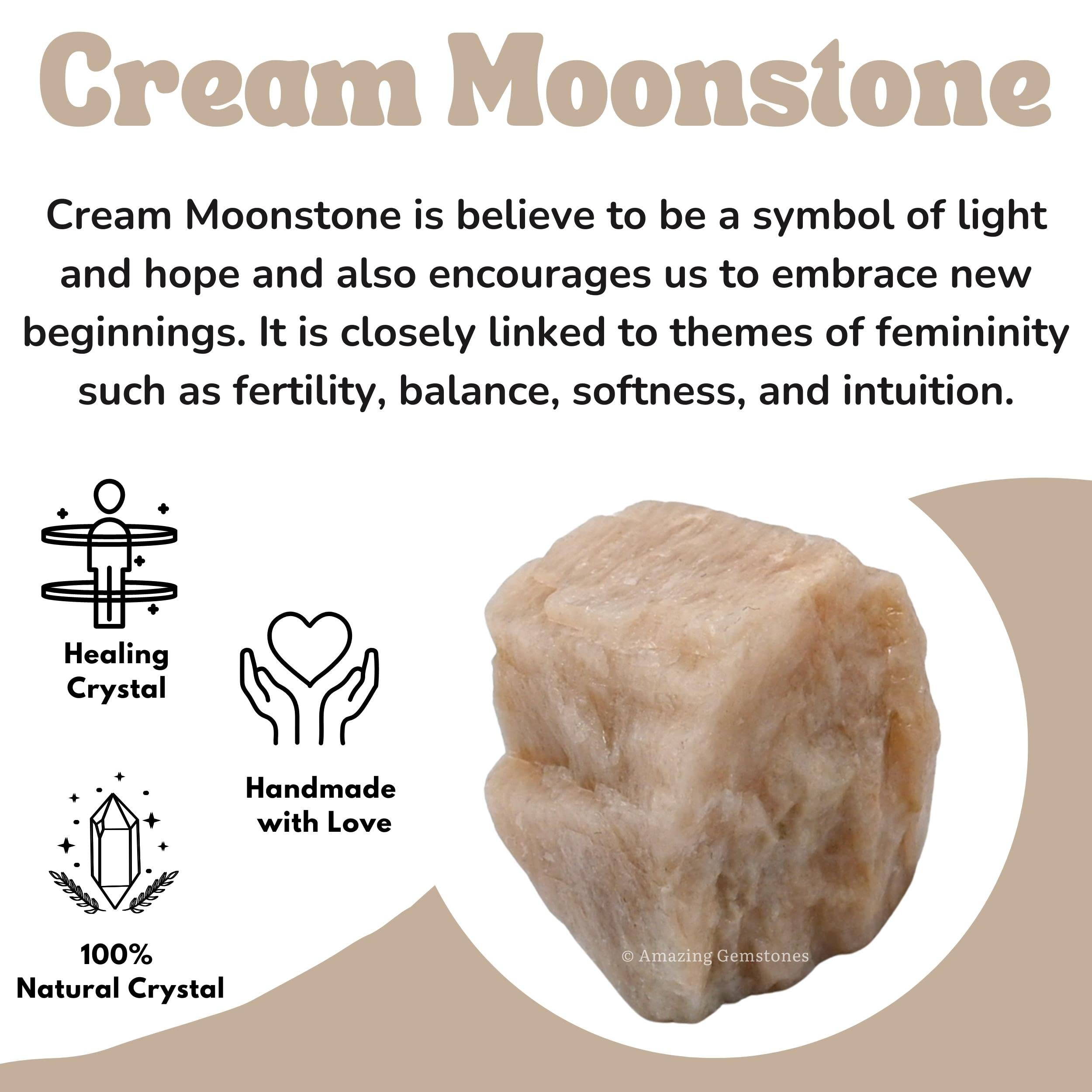 Amazing Gemstone Moonstone équilibre des chakras, pierre brute apaisante