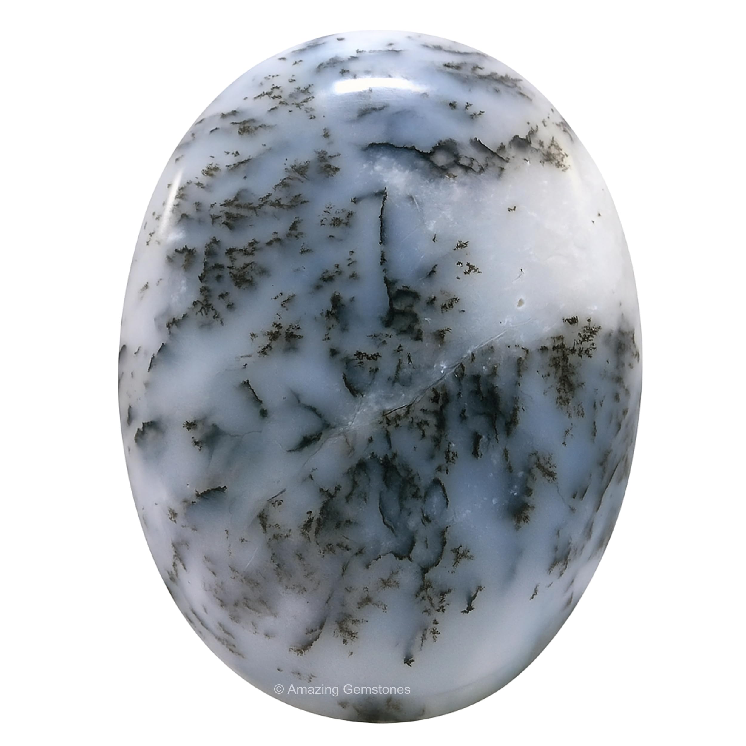 Amazing Gemstone dendrite opale : pierre de paume grande, idéale pour la méditation.