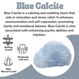 Amazing Gemstone détail calcite bleue, surface naturelle pour routine zen.