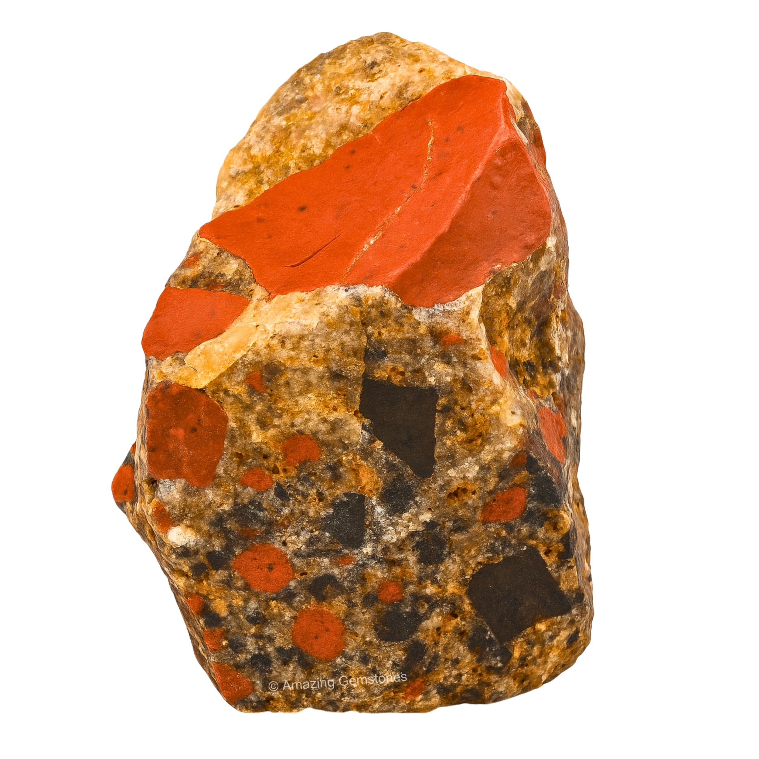 Amazing Gemstone gros plan jaspe tacheté brut montrant texture et énergie terre.