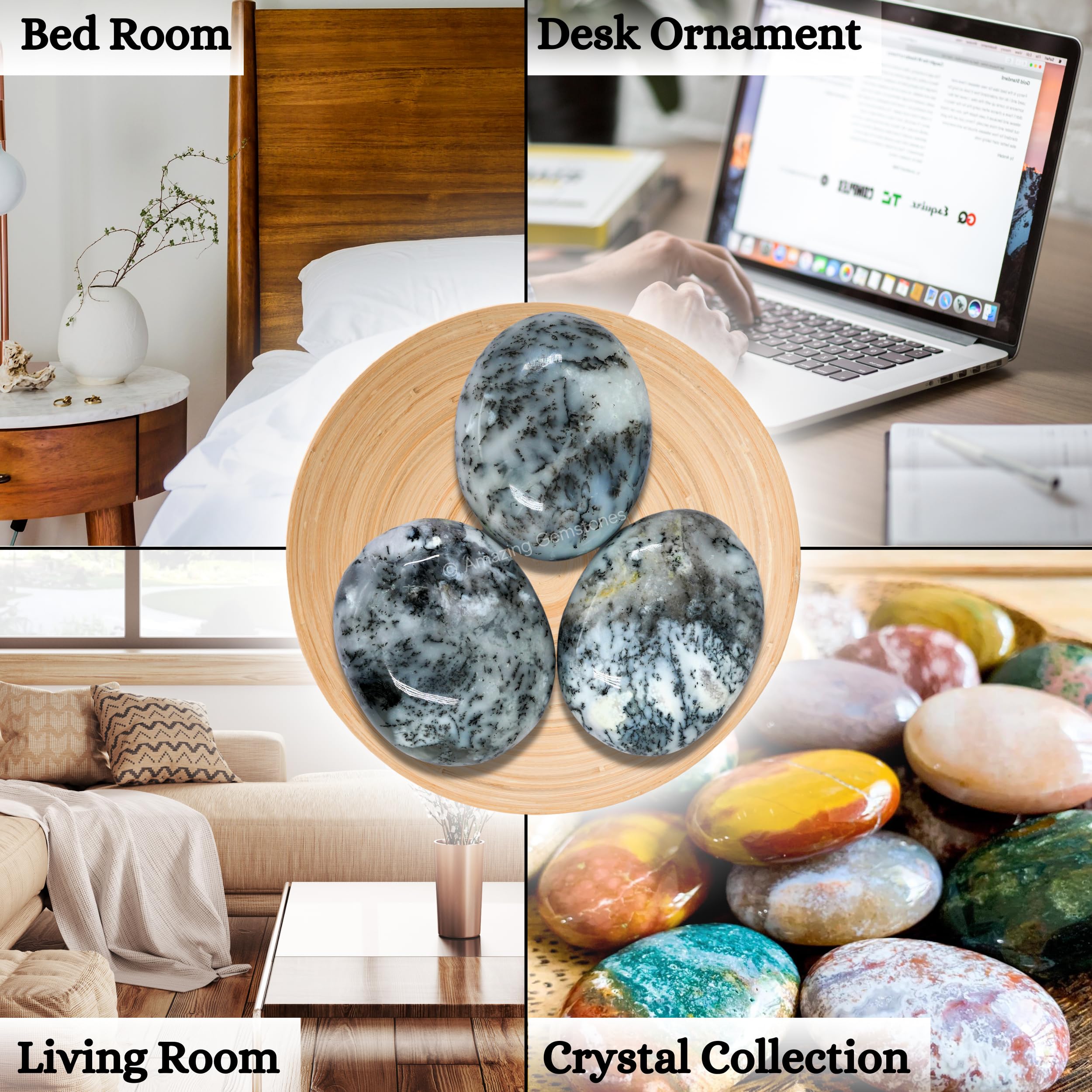 Amazing Gemstone pierre-de-paume dendrite opale : pratique pour méditation et yoga.