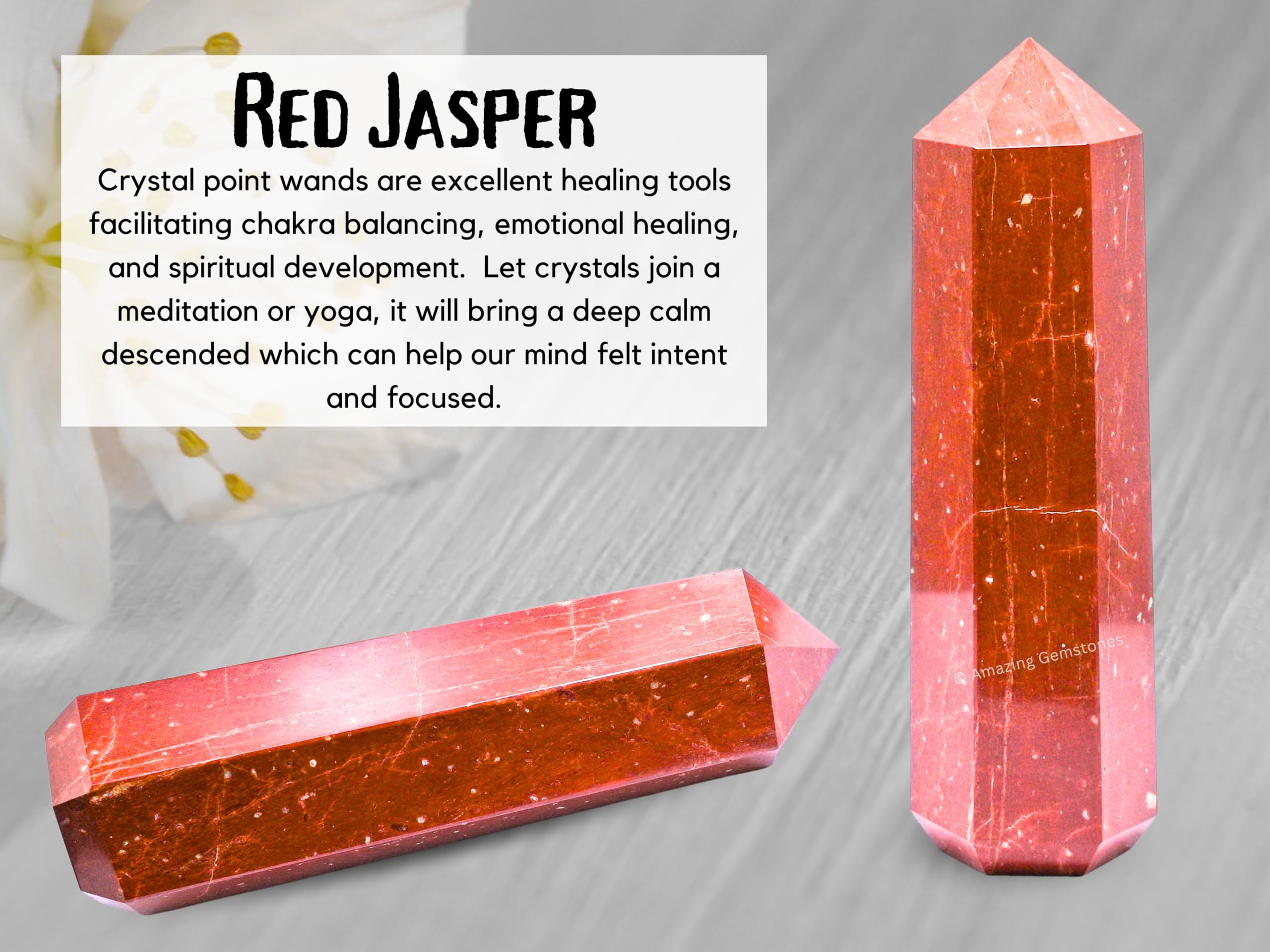 Amazing Gemstone – énergie bien-être jaspe rouge, soutien potentiel lors de séances.