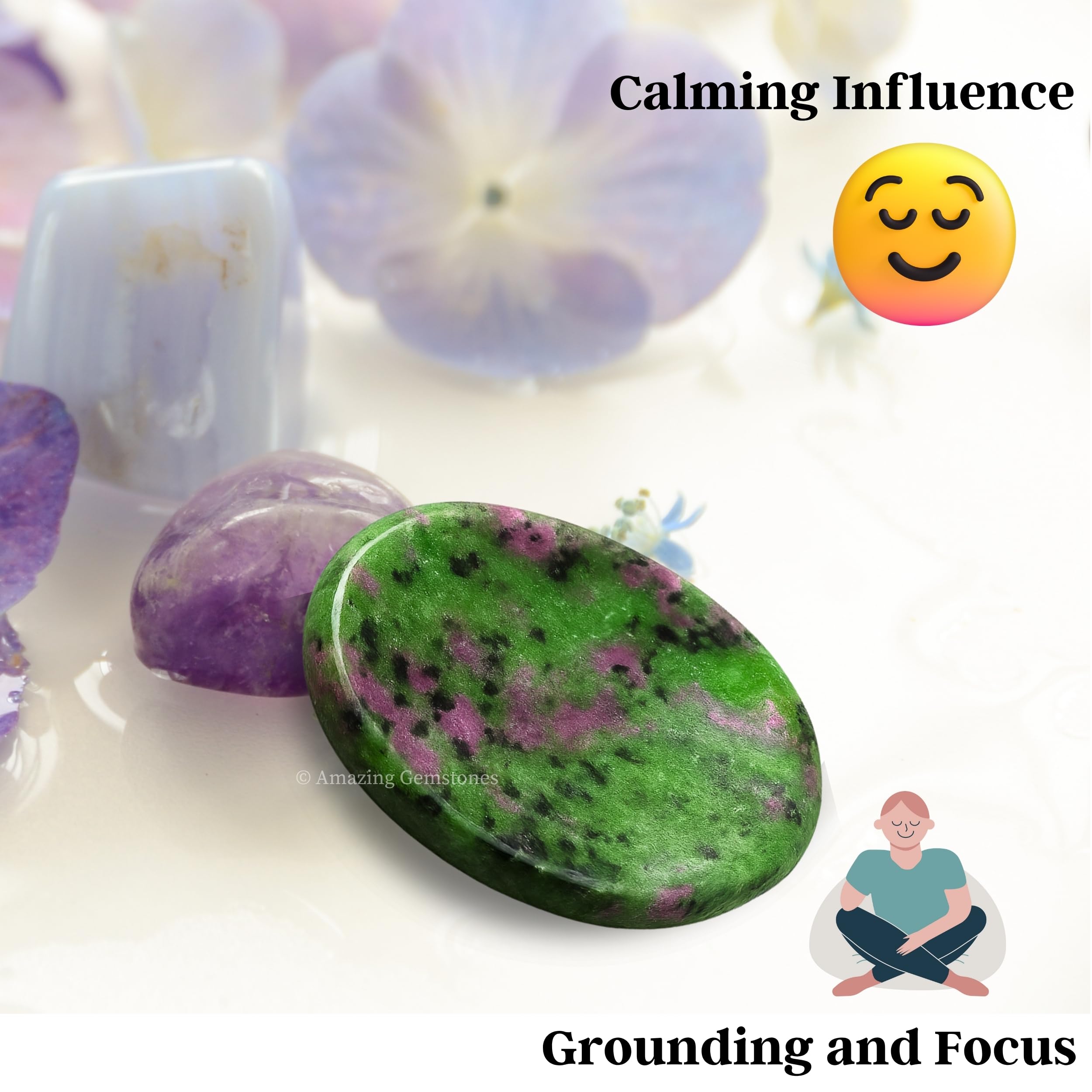 Amazing Gemstone – ensemble zen rubis-zoisite pour maison et méditation