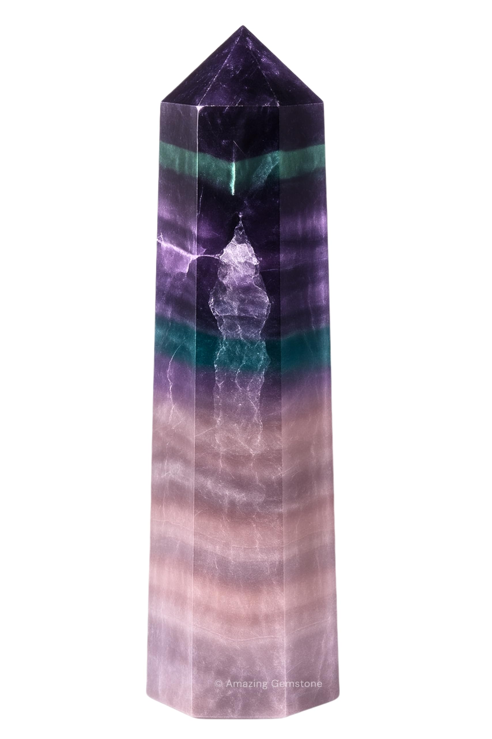 Amazing Gemstone Fluorite Crystal Tower – pointe: énergie concentrée pour Reiki et grilles cristallines.