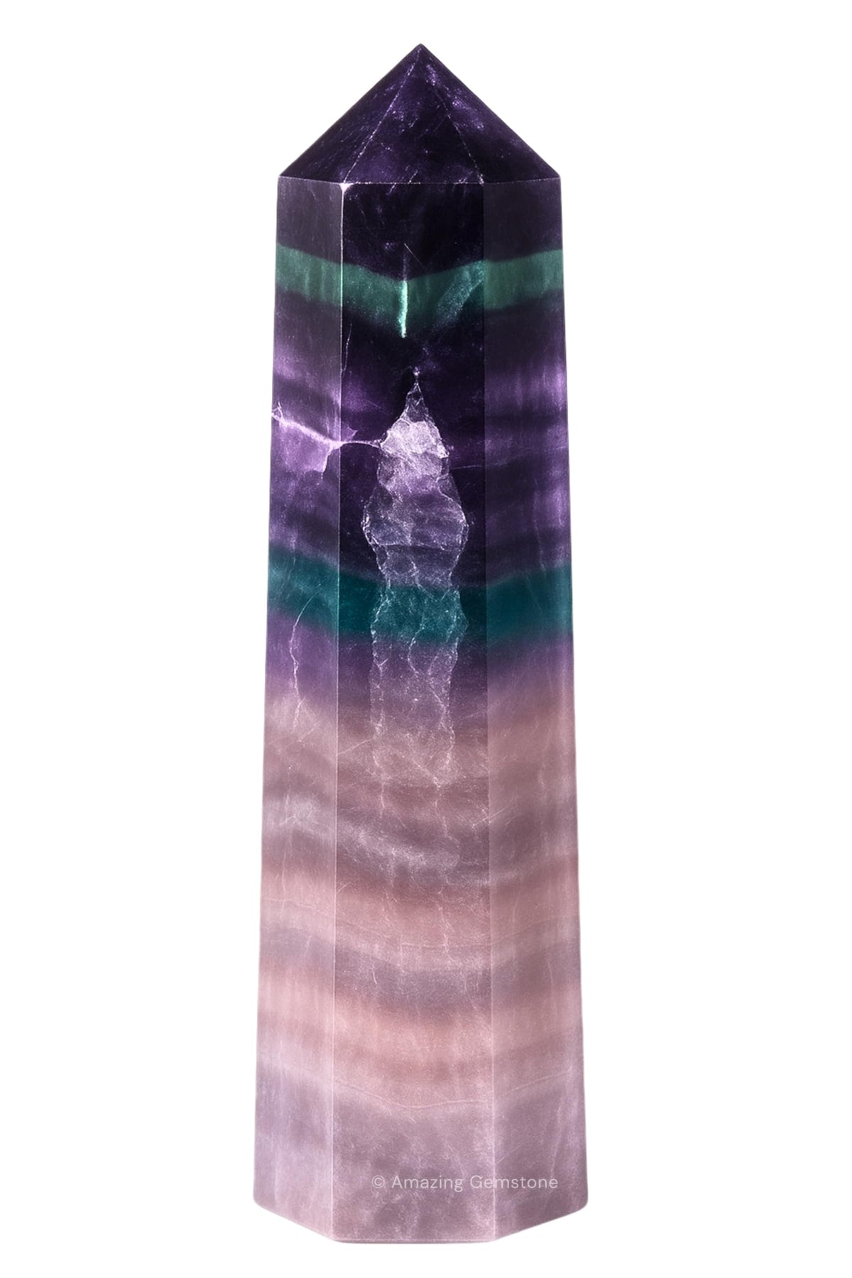Amazing Gemstone Fluorite Crystal Tower – pointe: énergie concentrée pour Reiki et grilles cristallines.