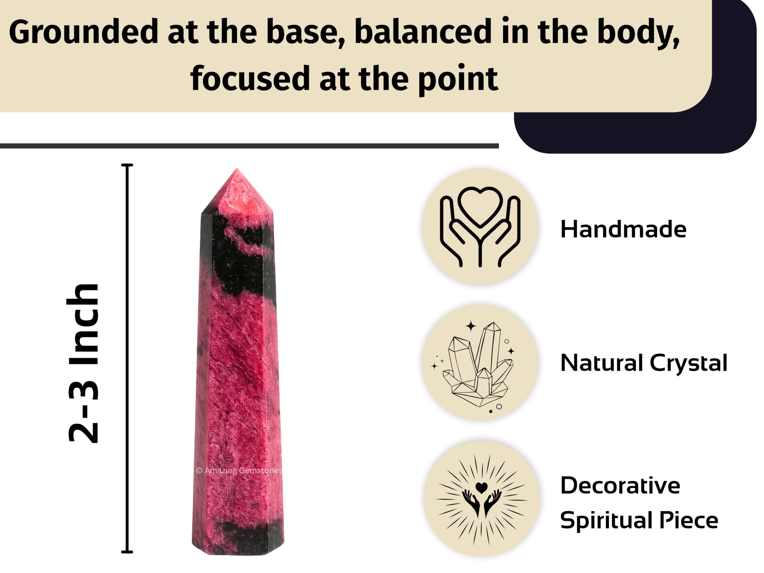 Amazing Gemstone grille cristal rhodonite – centre pour grilles de cristaux.