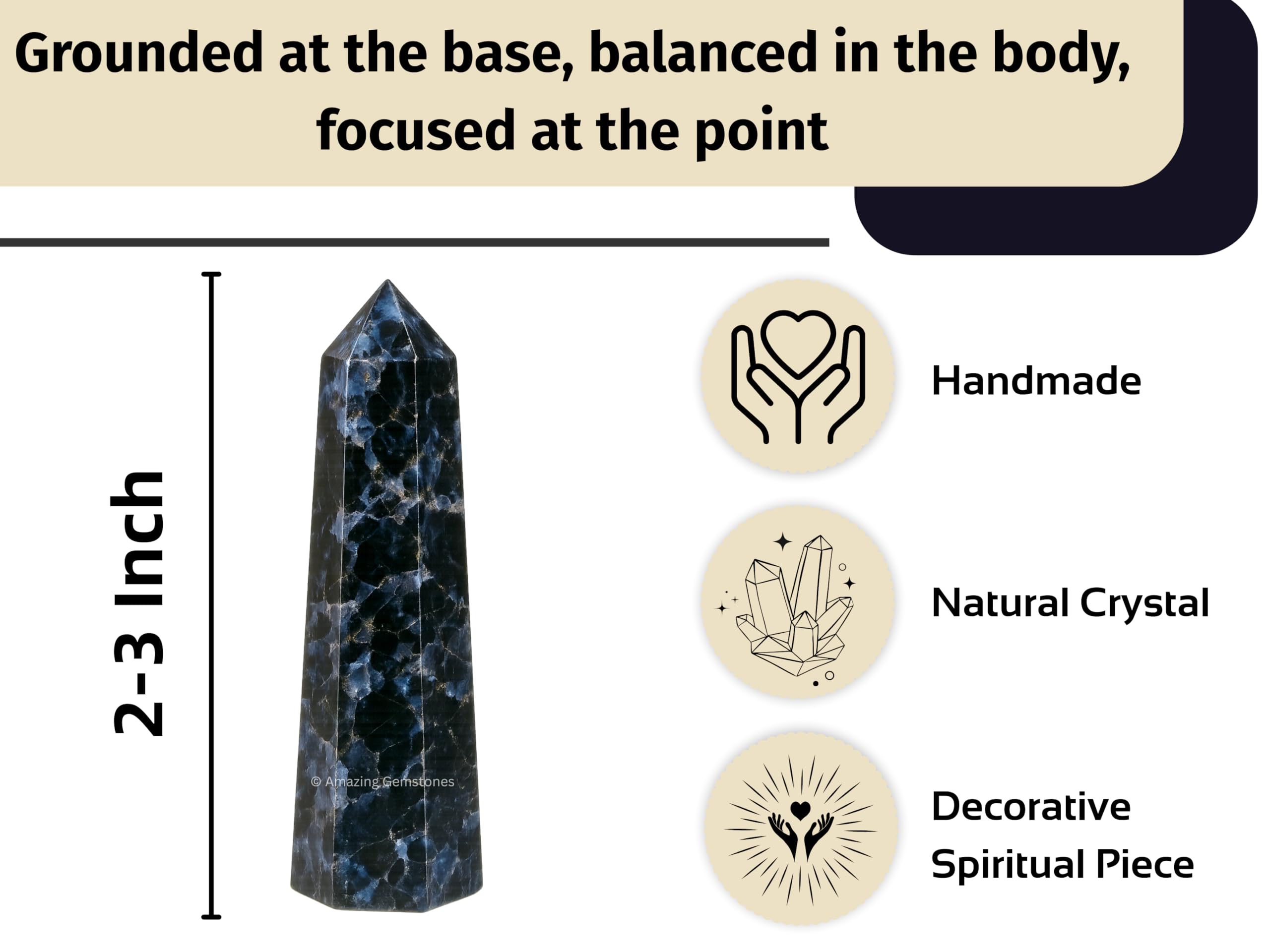 Grille de cristaux Indigo Gabbro Amazing Gemstone pour une configuration harmonieuse
