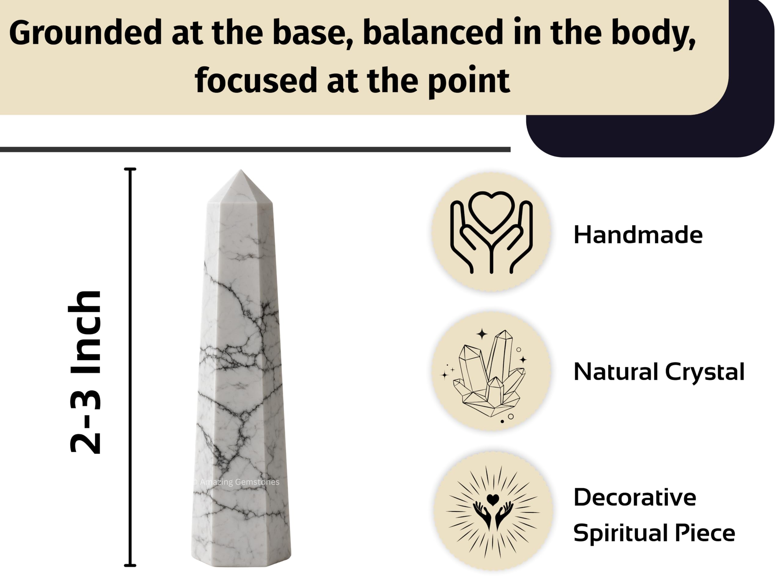 Amazing Gemstone Howlite Tour protection-equilibre apporte calme et stabilité