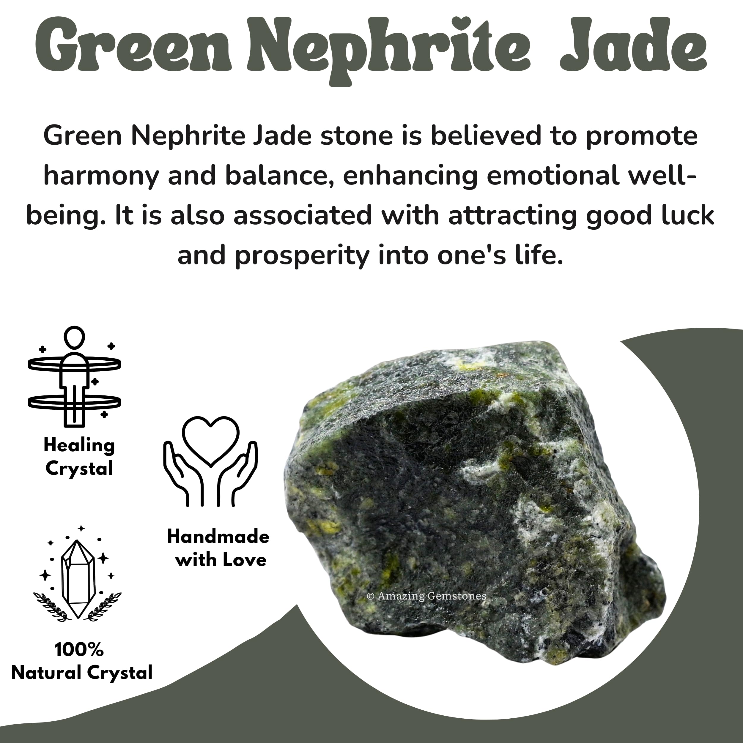 Amazing Gemstone morceau de jade vert — utilisation en protection et centrage.