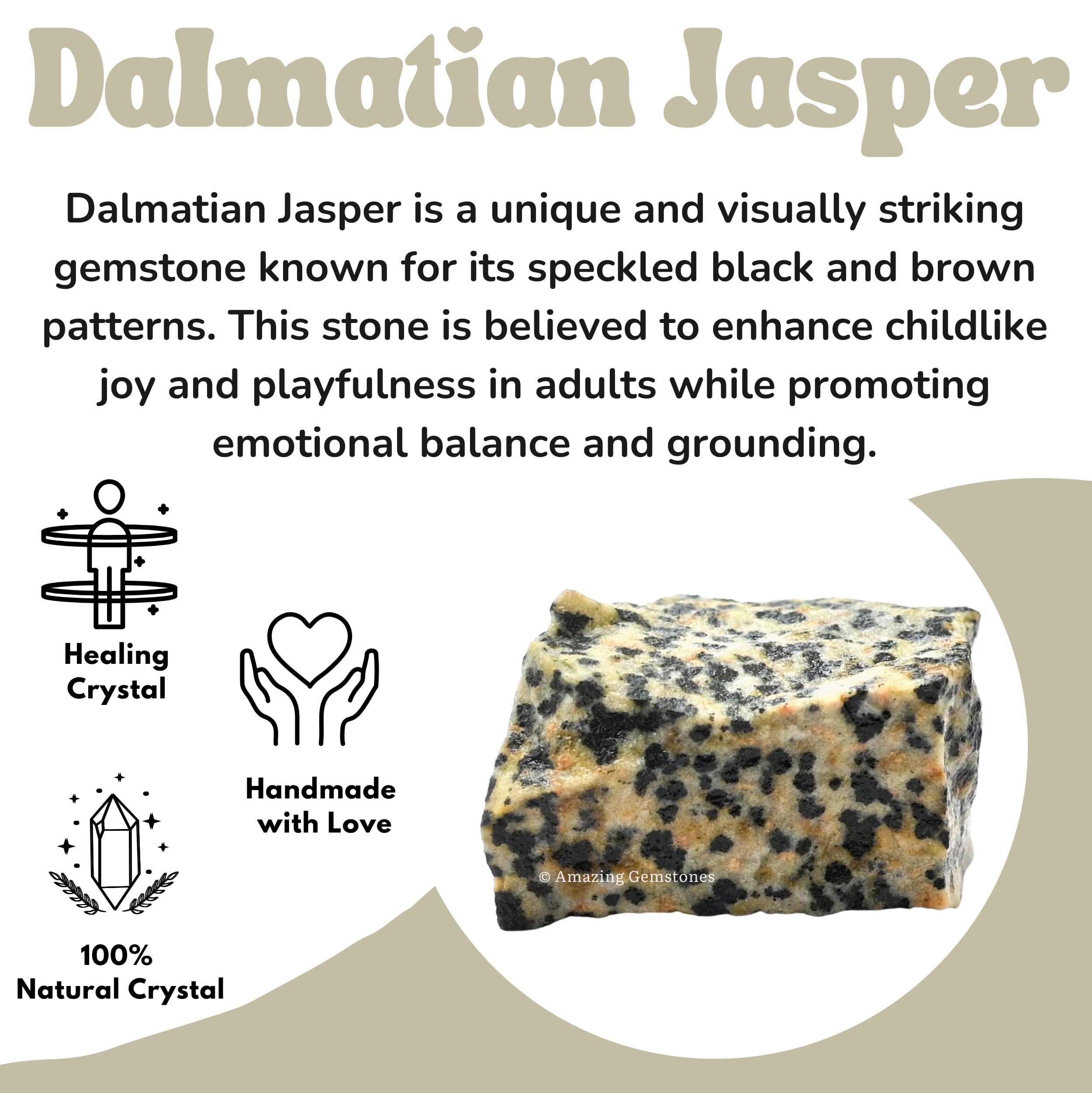 Amazing Gemstone jaspe dalmatien — emballage velours prêt à offrir.
