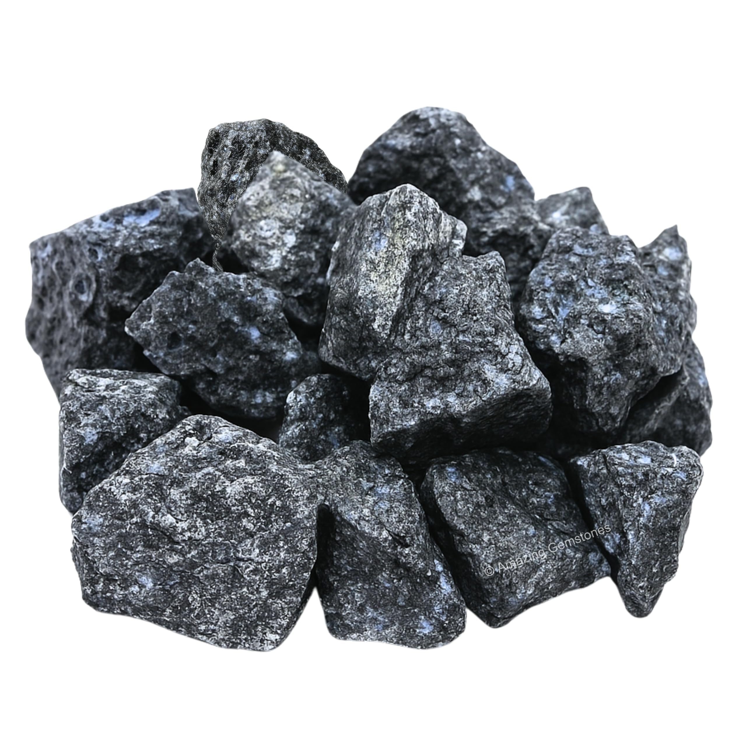 Amazing Gemstone larvikite galet dans sa pochette velours, cadeau pratique et sensoriel.