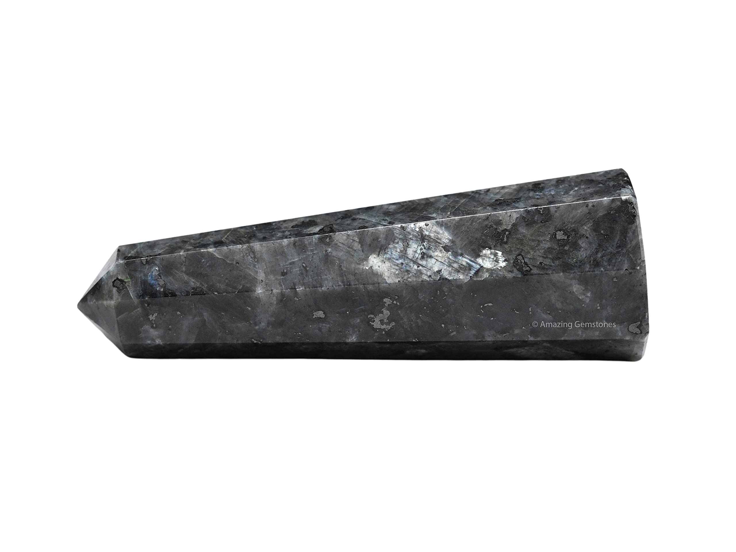 Amazing Gemstone Larvikite-obelisque : amplifie l'énergie et équilibre.