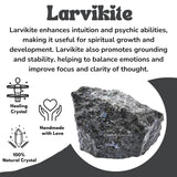 Amazing Gemstone larvikite utilisation artisanale, cristallisation et équilibre des chakras.