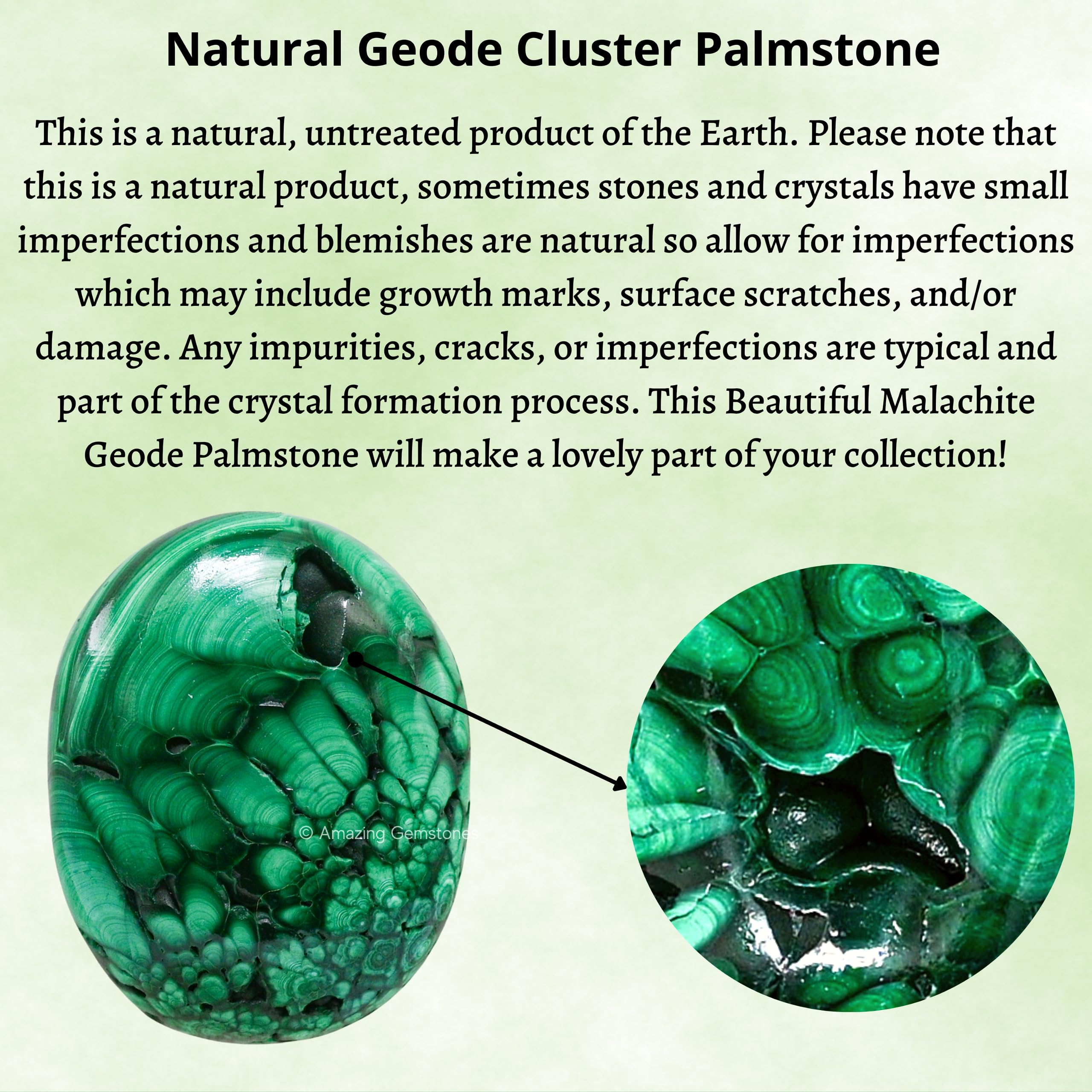 Amazing Gemstone Malachite: pierre palmaire décorative idéale sur un bureau pour énergie positive.