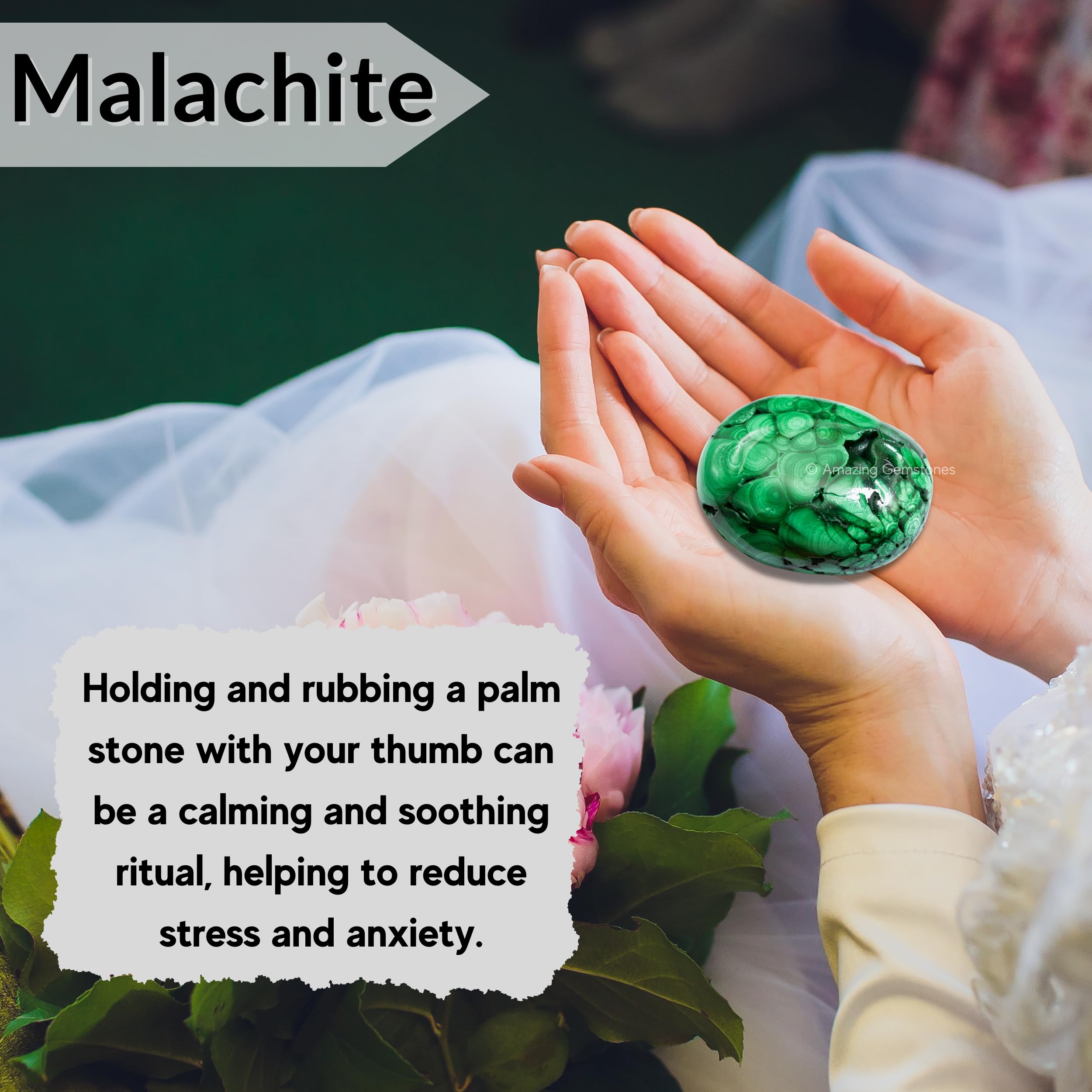 Amazing Gemstone Malachite: outil tactile pour séances de fitness mentale et centrage.