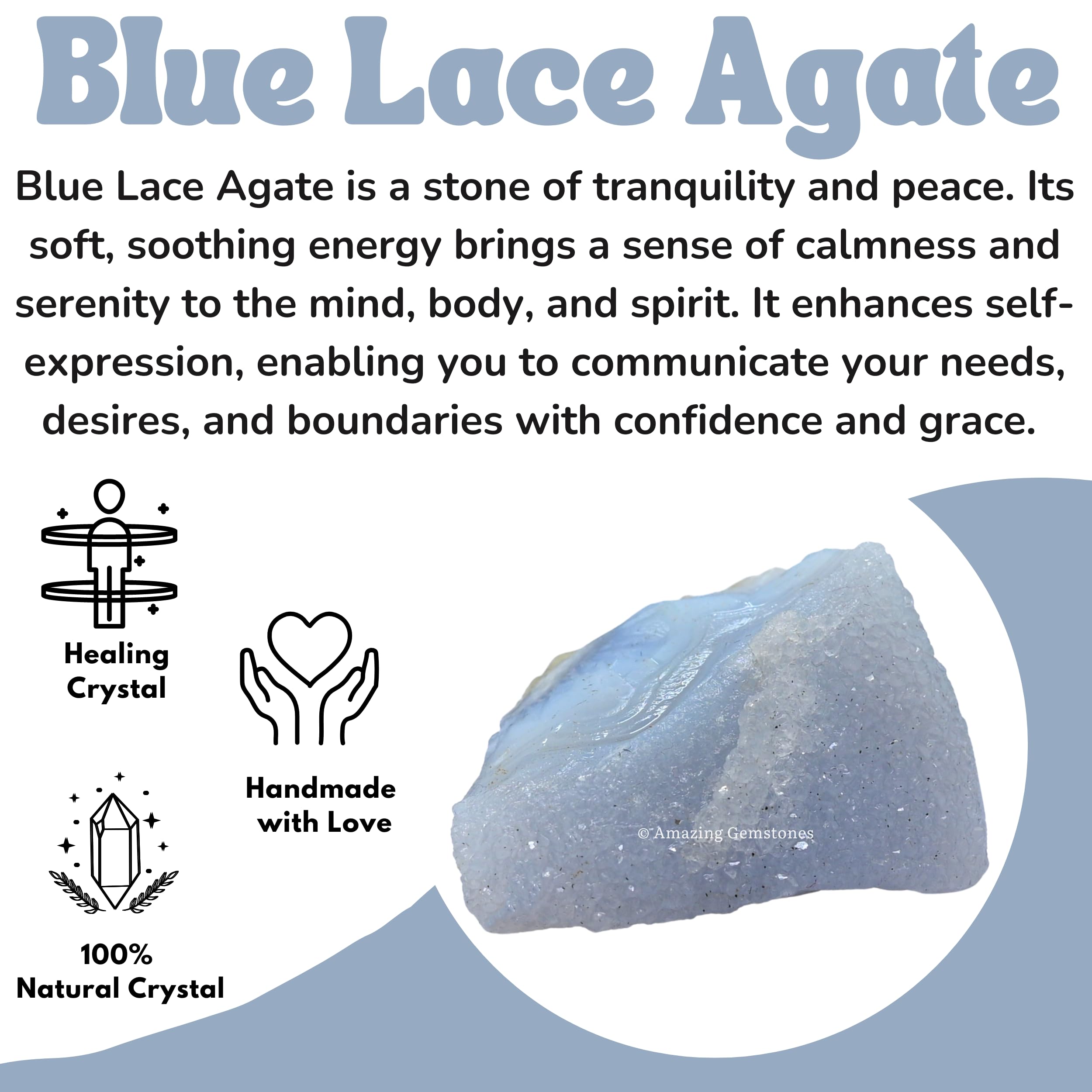 Amazing Gemstone méditation agate lace bleue, pratique pour ritual calme.