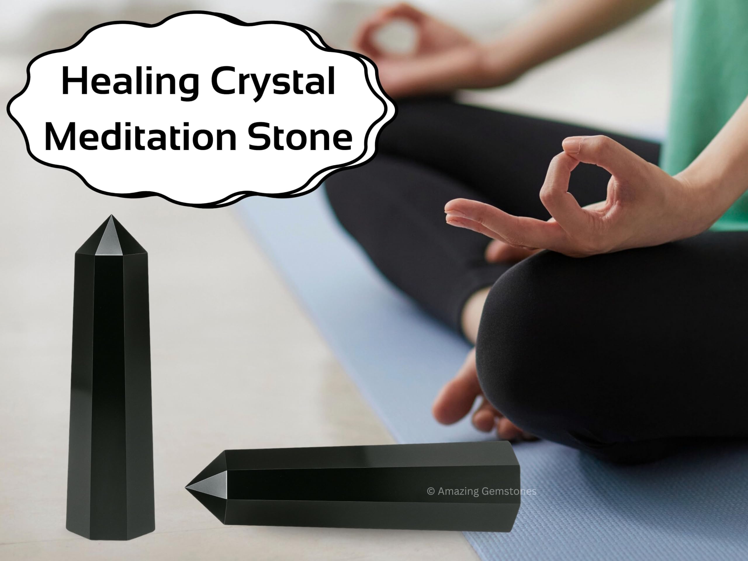 Amazing Gemstone meditation-relaxation-agate-noir : favorise la méditation et le relâchement du stress.